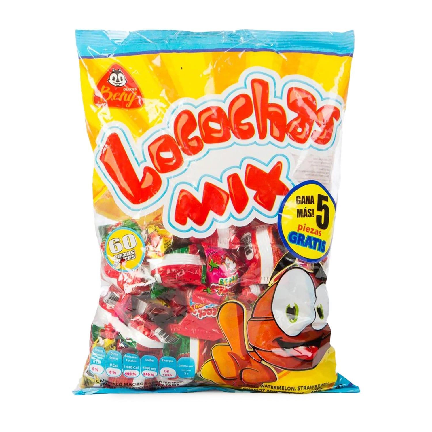 Beny Locochas Mix Candy - 60 Count Resealable Bag - Perfect for Parties, Halloween Treats & Office Snacks