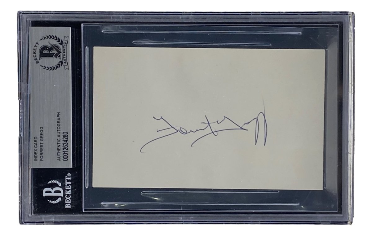Forrest Gregg Green Bay Packers Autographed Signed Slabbed Index Card - Authentic Collectible for NFL Fans, Memorabilia Display, and Sports Enthusiasts