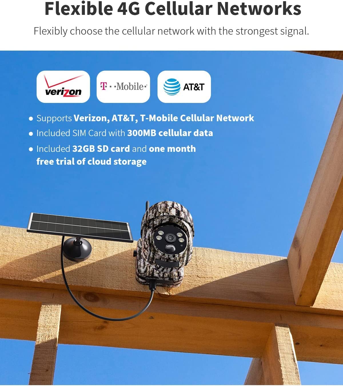 Ebitcam 4G LTE Cellular Trail Camera with SD & SIM Card (Verizon/AT&T/T-Mobile) - No WiFi Needed, 2K Live Video & Playback on Phone, 360° Full View, Motion Activated Game Camera with Night Vision - Ideal for Wildlife Monitoring, Hunting, and Outdoor Security