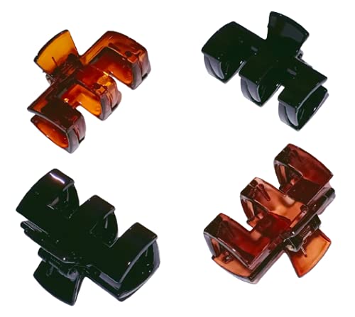 9SR SELECTION Korean Transparent Hair Claw Clips - Lightweight Hair Clutchers for Women & Girls (Black & Brown, 4-Pack) - Perfect for School, Work, and Everyday Hairstyles