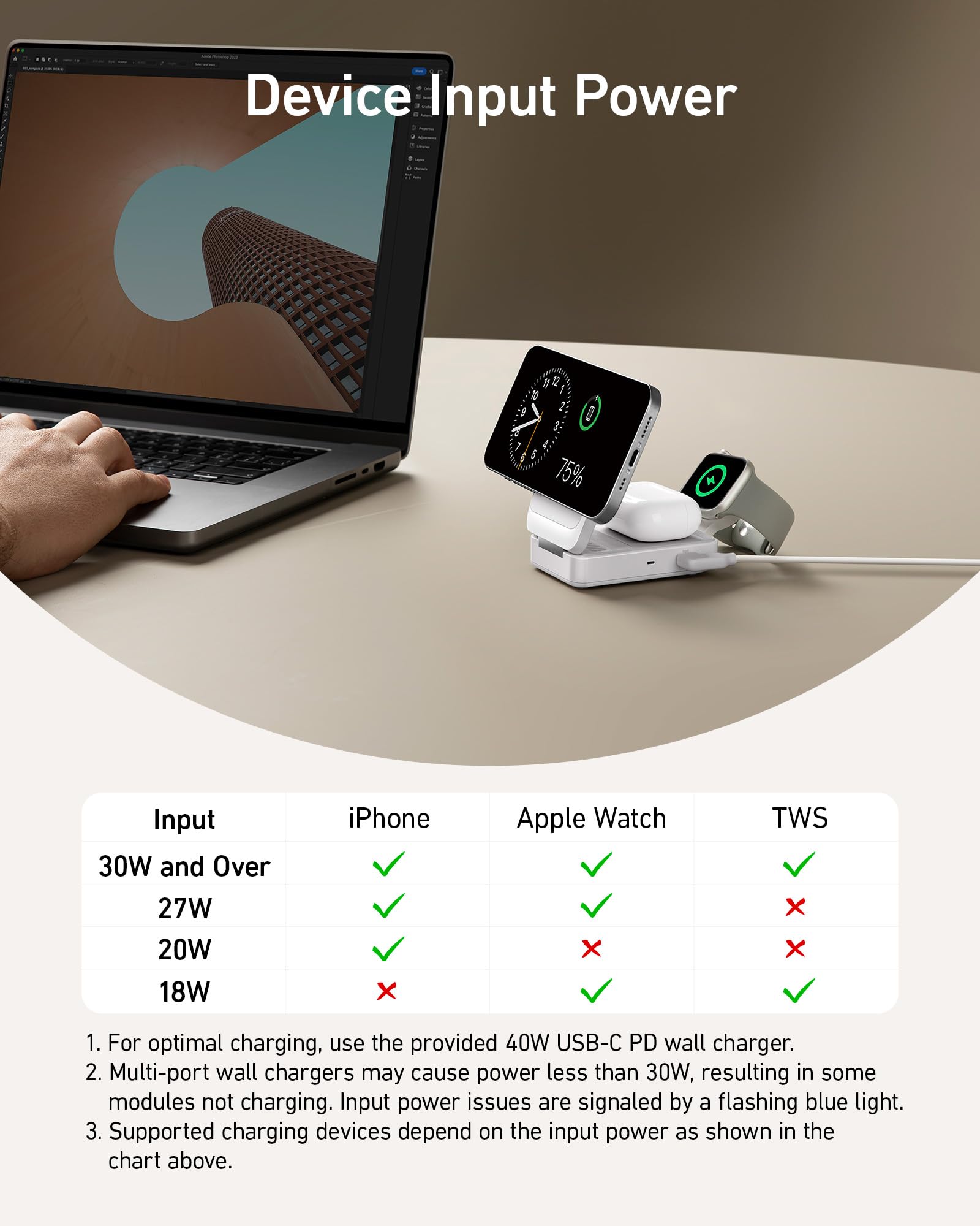 Anker MagGo 3-in-1 Foldable Wireless Charging Station with MagSafe | Qi2 Certified 15W Fast Charger for iPhone 16/15/14 Series | Compatible with AirPods & Apple Watch 9 | Includes 40W USB-C Power Adapter | Perfect for Home, Office & Travel Charging Needs