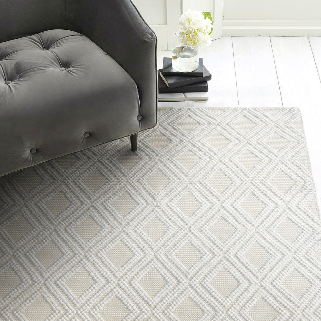 Chloe Ivory Diamond Rug - Luxury Handmade Area Rug for Living Room, Bedroom, Dining Room - Soft & Durable Home Decor - Perfect for Modern & Classic Interiors