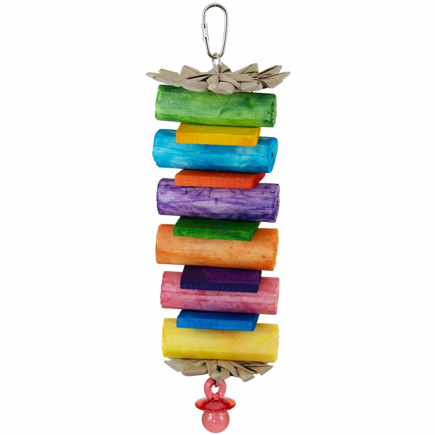 Super Bird Creations SB1199 Sola Balsa Stack Bird Toy - Natural Wooden Bird Enrichment Toys for Small & Medium Birds | Perfect for Parakeets & Cockatiels | Cage Play & Foraging Activity | Stimulating Chewing & Climbing Fun for Pet Birds