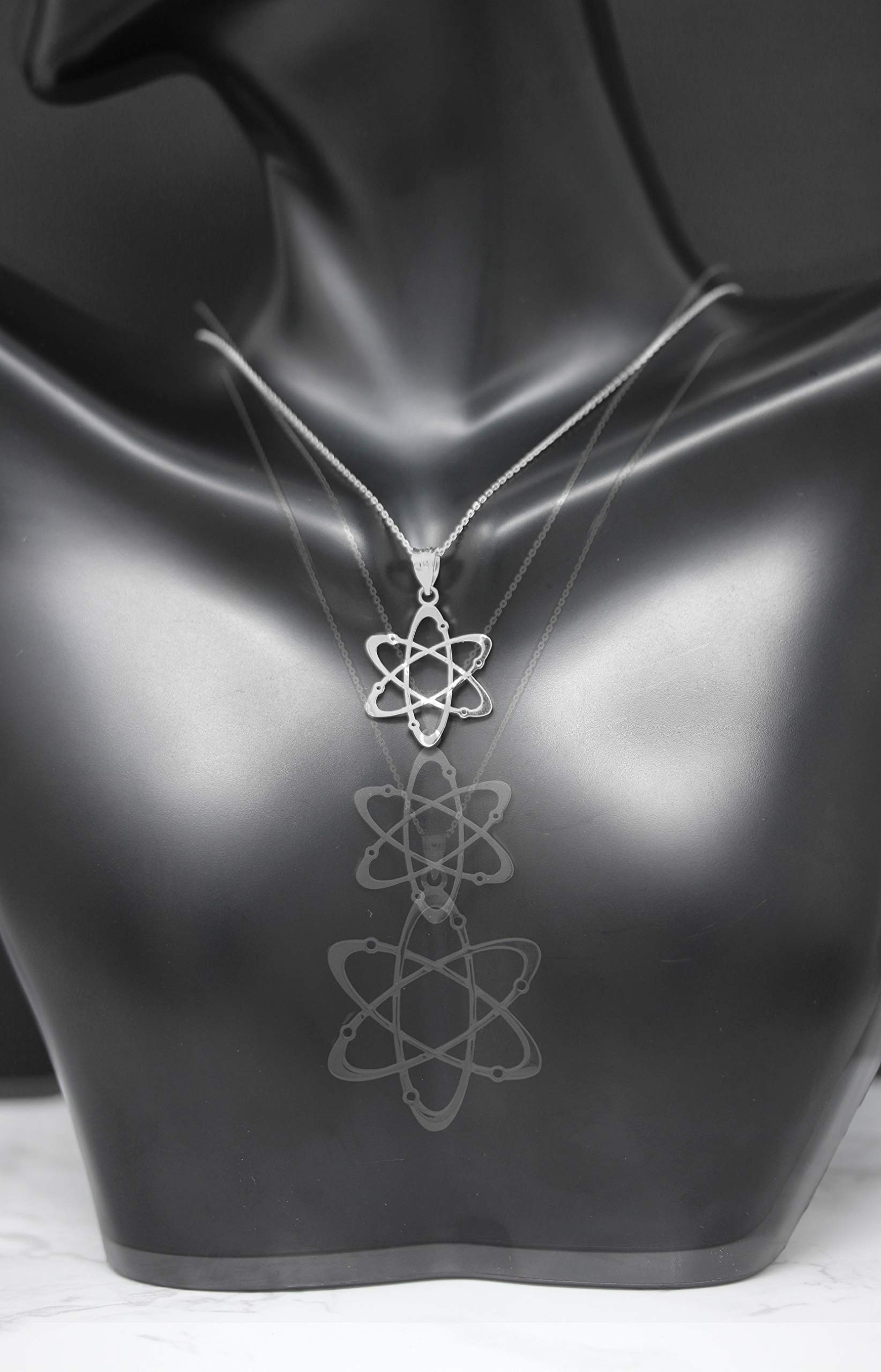 Sterling Silver Carbon Atom Pendant Necklace - Science Jewelry for Chemistry Lovers, Reversible Charm for Men & Women - Perfect Gift for Students, Teachers & Scientists