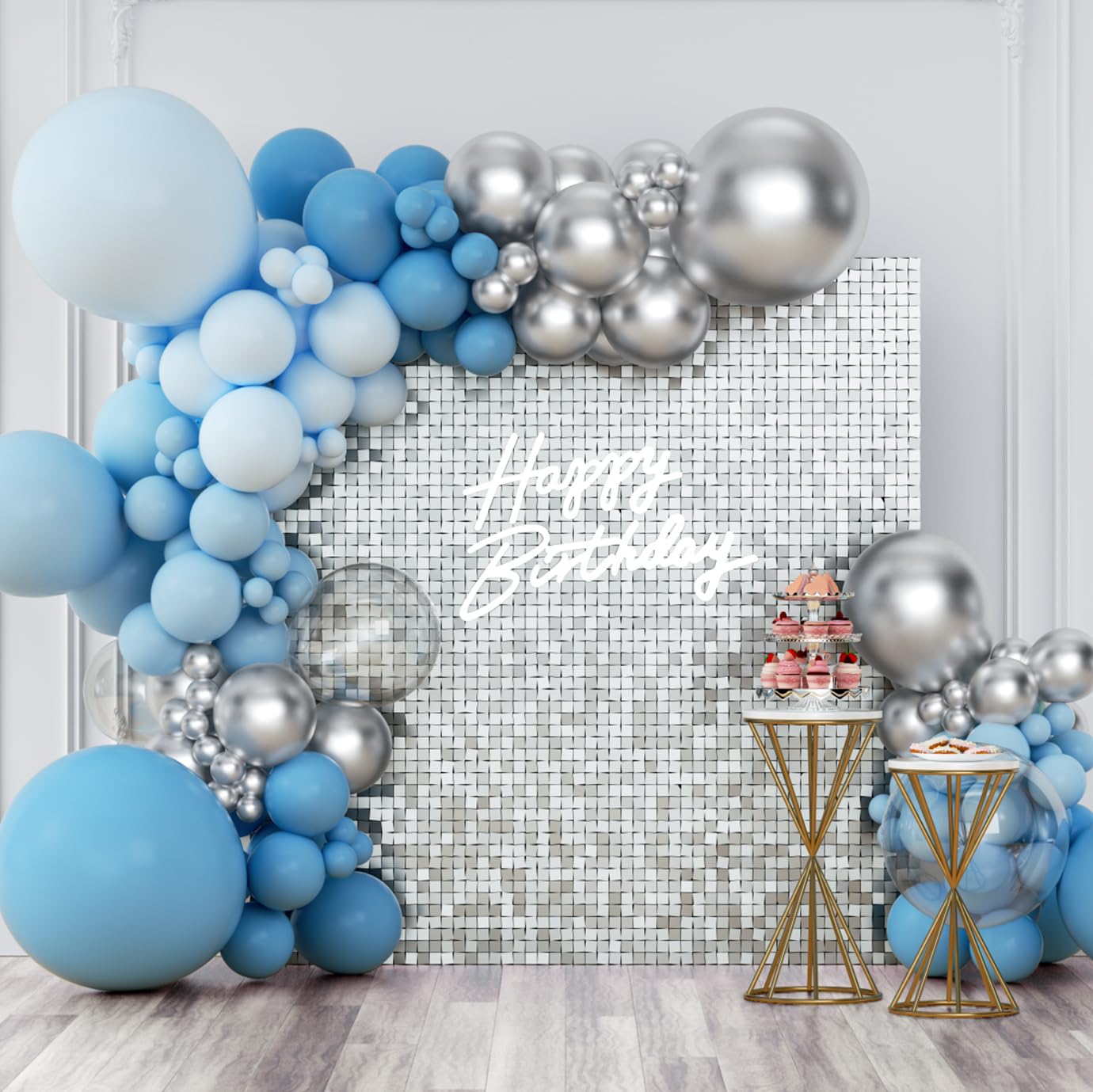 Silver Sequin Wall Backdrop Panel - 12 Pack Shimmering Square Wall Decor for Weddings, Anniversaries, Birthdays & Parties | Perfect for Photo Booths, Stage Backgrounds & Event Decorations