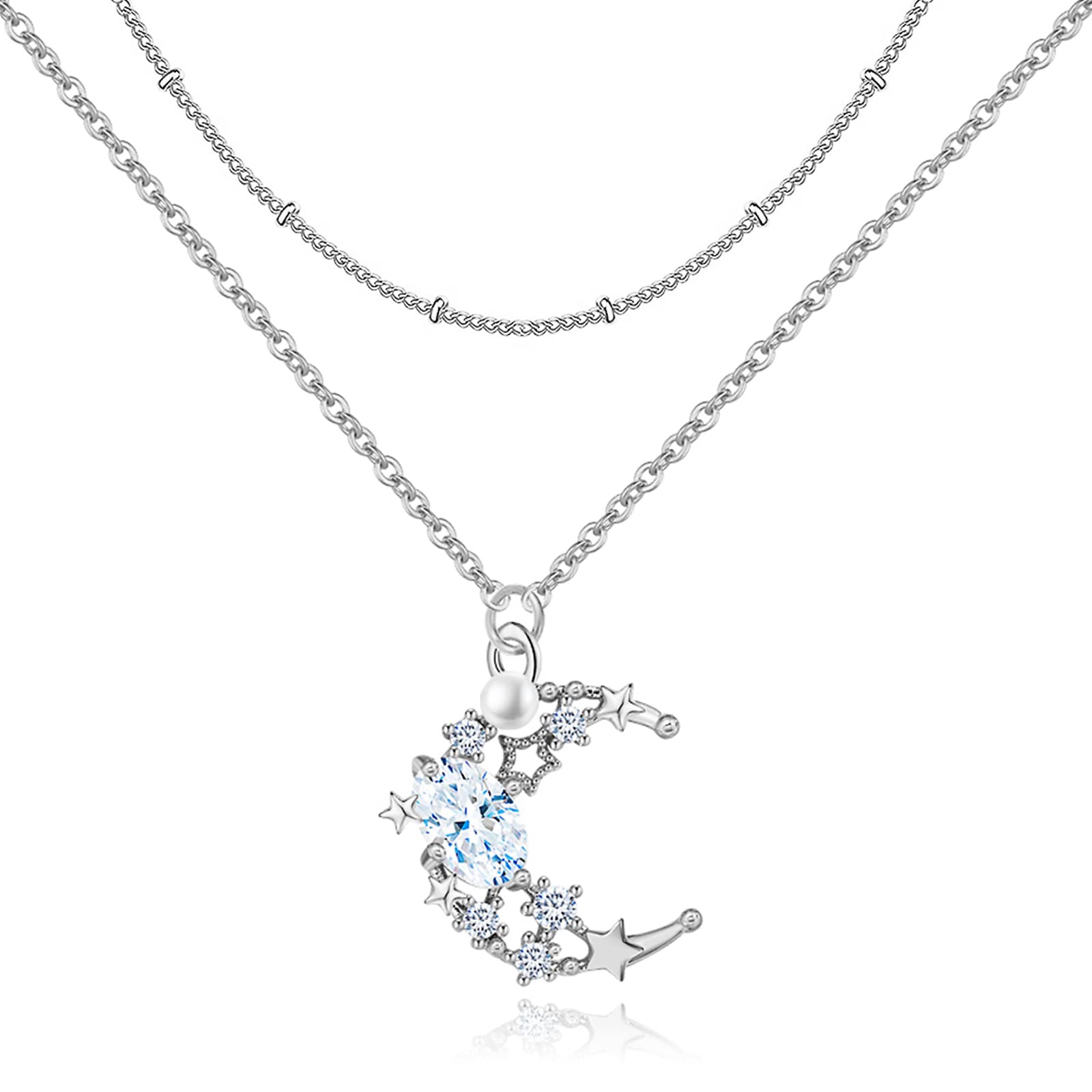 14K Gold Plated Layering Necklace Set for Women - Evil Eye, Cross, Moon, Star & Heart Pendants - Dainty 2 Piece Choker Set for Everyday Wear, Gift Giving & Special Occasions