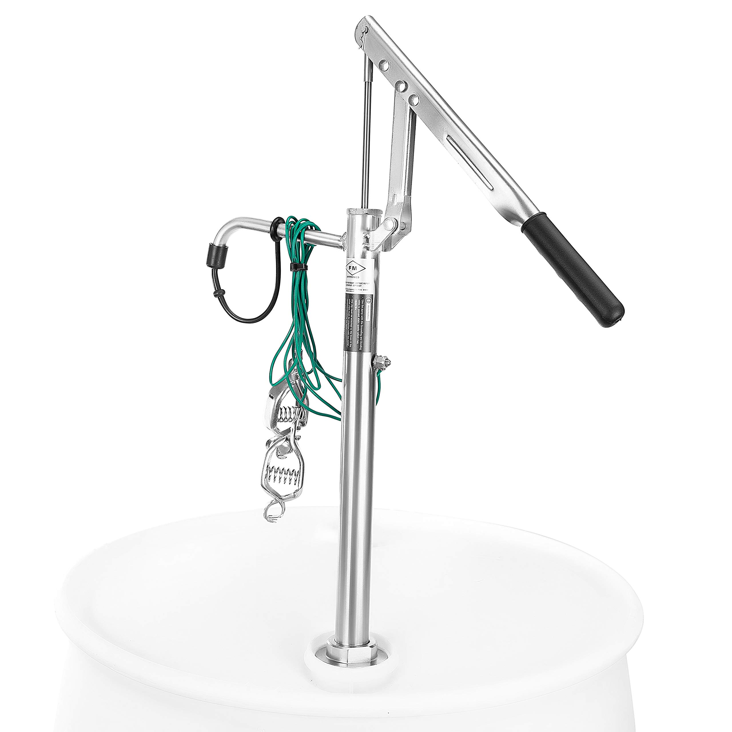 Groz 44148 Manual Safety Pump for 15-55 Gallon Drums | Stainless Steel Lever Action Hand Pump | Ideal for Chemical Transfer, Oil Dispensing & Industrial Liquid Handling