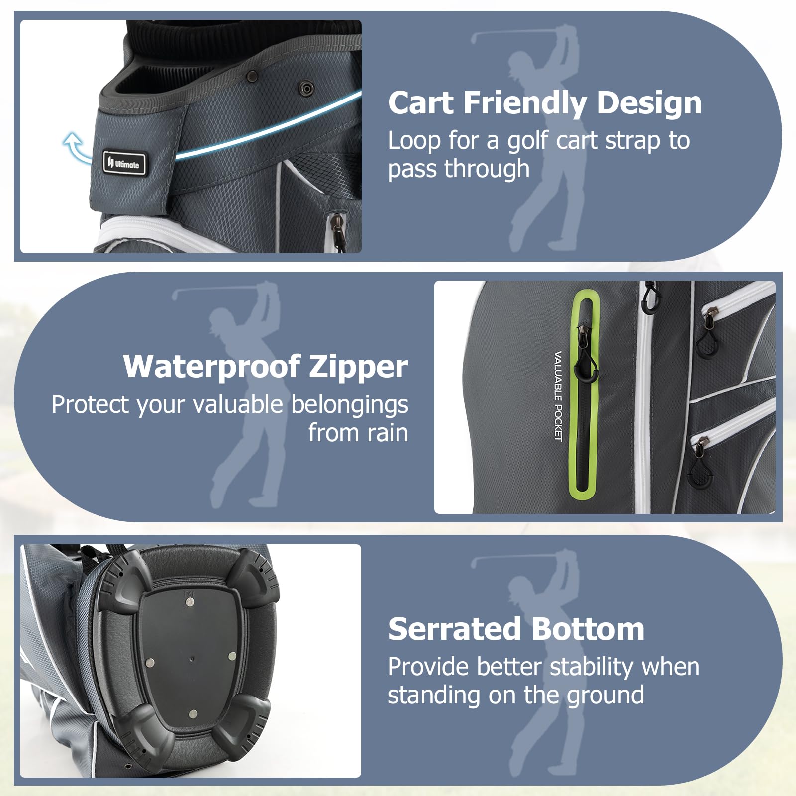 **Tangkula 15-Way Top Divider Lightweight Golf Cart Bag - Individual Putter Well, 7 Pockets, Cooler Bag, Shoulder Strap & Rain Hood - Portable Golf Carry Bag for Men & Women - Perfect for Golf Courses, Driving Ranges & Travel**