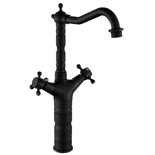 WOVIER Oil Rubbed Bronze Bathroom Sink Faucet - 2 Handle Single Hole Vessel Lavatory Faucet with Tall Body in Black | Perfect for Modern Vanity, Bathroom Sink, and Vessel Sink Installation