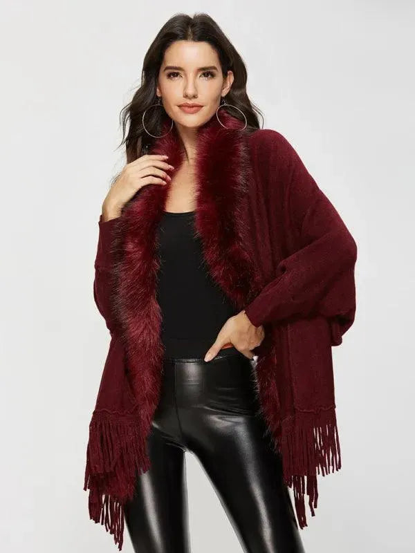Women's Warm Wool Coat with Fur Collar - Winter Fashion Outerwear for Casual & Dressy Occasions