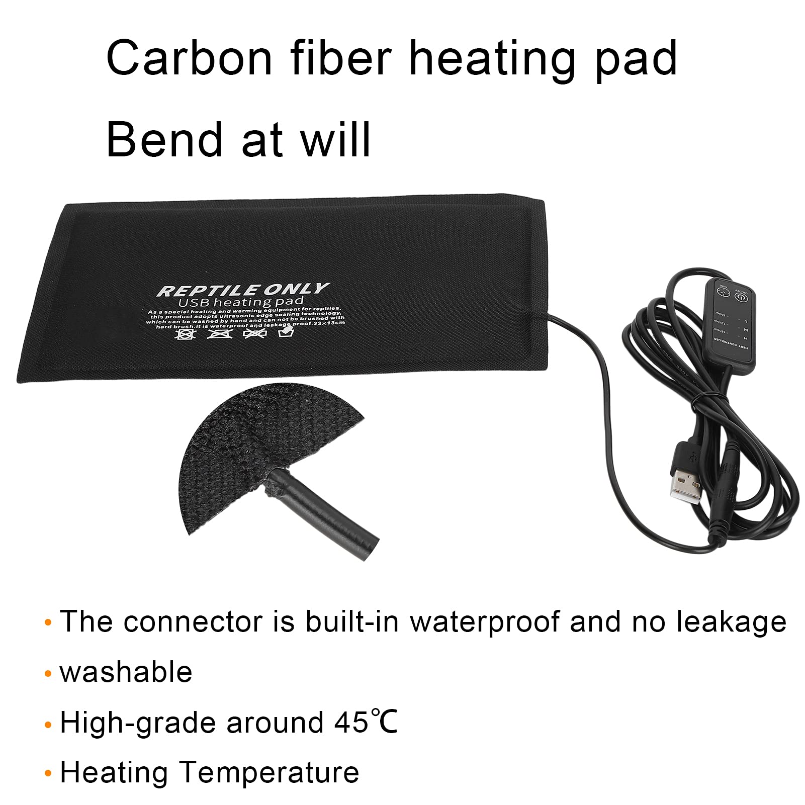 Reptile Heat Pad - Waterproof Heating Mat for Turtles, Snakes, Lizards & Small Pets | Thermostat Controlled Safe Warming Solution for Terrariums, Vivariums & Pet Habitats | Perfect for Cold Climates & Nighttime Use