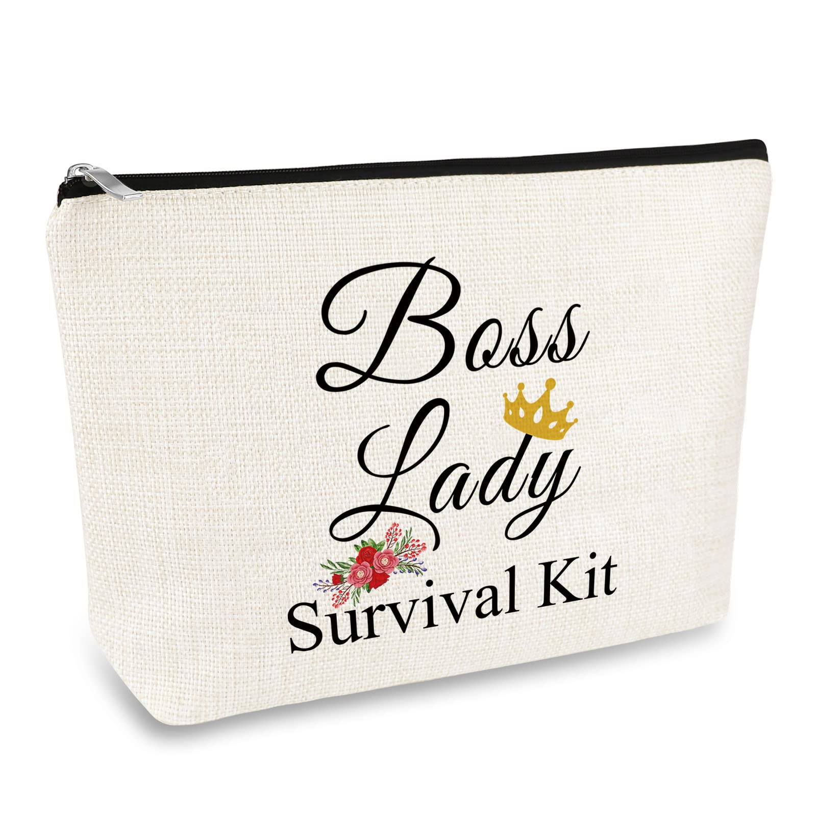 Stylish Boss Lady Makeup Bag - Premium Cosmetic Organizer for Women, Perfect for Travel & Daily Use - Ideal Boss Appreciation, Retirement, Birthday, Christmas & Thanksgiving Gift - Durable Travel Toiletry Pouch for Work, Office & Vacation