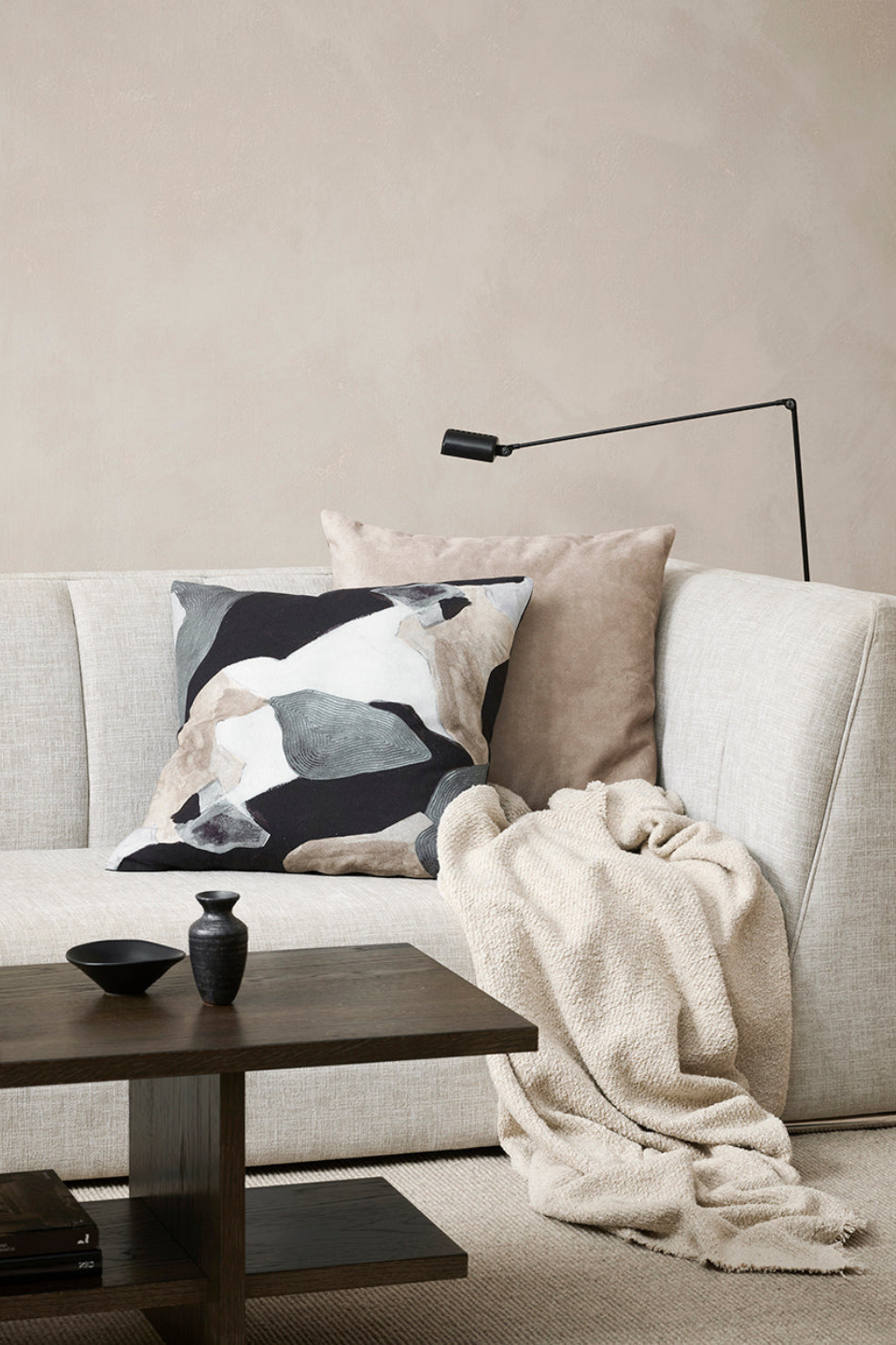 Aalto Mist Feather Inner 55x55cm Decorative Pillow - Soft & Fluffy Square Cushion for Sofa, Bed, or Lounge Chair - Home Decor & Comfort Accessory