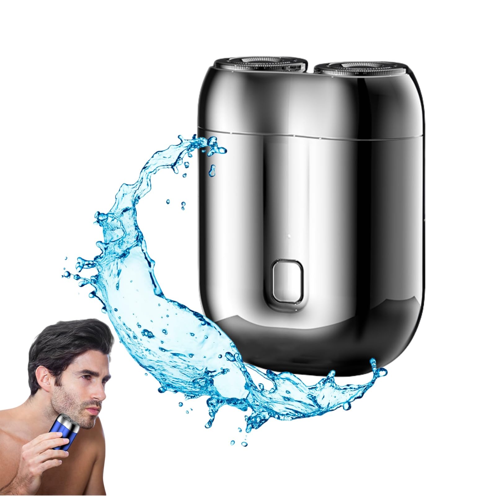 2025 New Mini Dual-Head Electric Shaver for Men - Portable, Rechargeable & Waterproof - Washable Double Head Razor with Compact Design (Silver) - Perfect for Travel, Gym & Quick Grooming