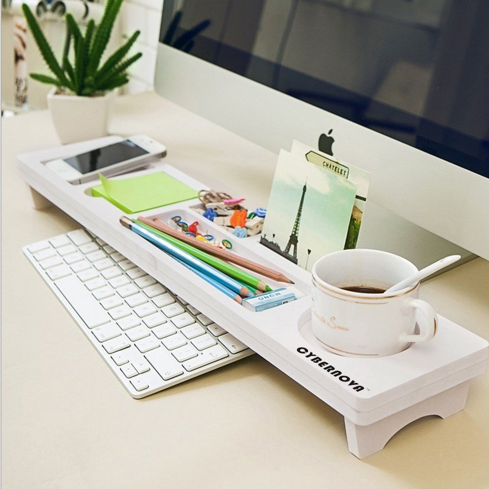 CYBERNOVA Multifunctional Desk Organizer - Office Supplies Storage for Keyboard, Pencil Holder, Phone Stand & Small Items | Perfect for Home Office, Study Desk & Workspace Organization