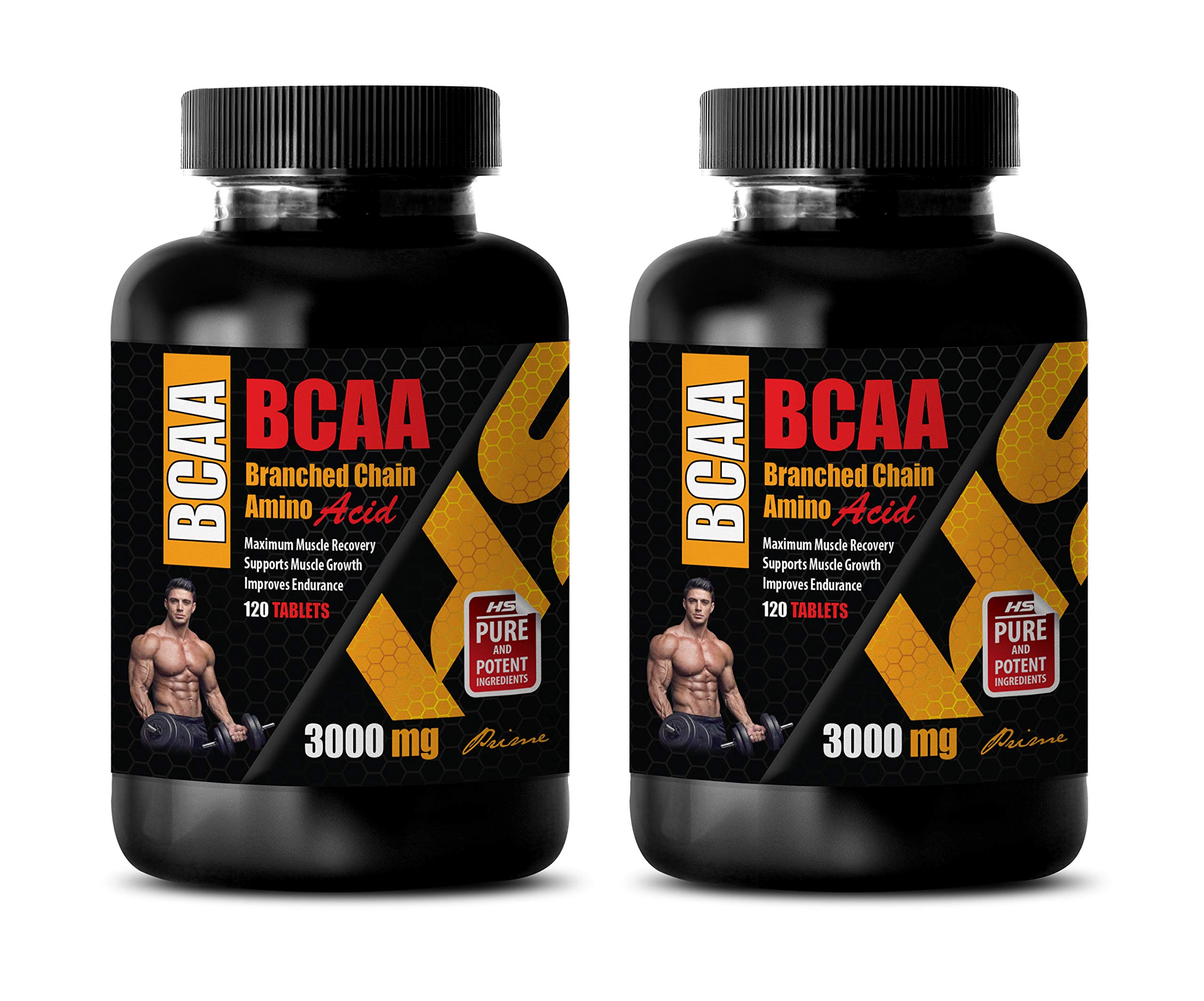 Best Muscle Pump Pre-Workout Supplement - 3000mg BCAA with Branched Chain Amino Acids - 240 Tablets (2 Bottles) for Energy Boost & Muscle Recovery - Ideal for Gym, Bodybuilding & Fitness Training