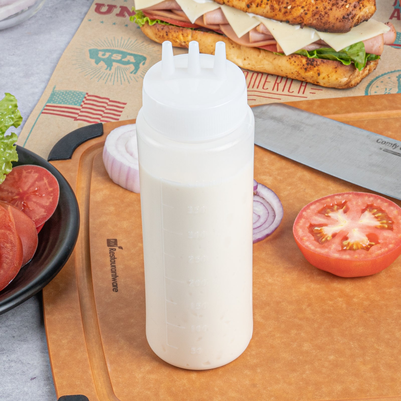 16 oz Clear Plastic Squeeze Bottles with Triple Dispersion Tip - 6 Pack (2.5