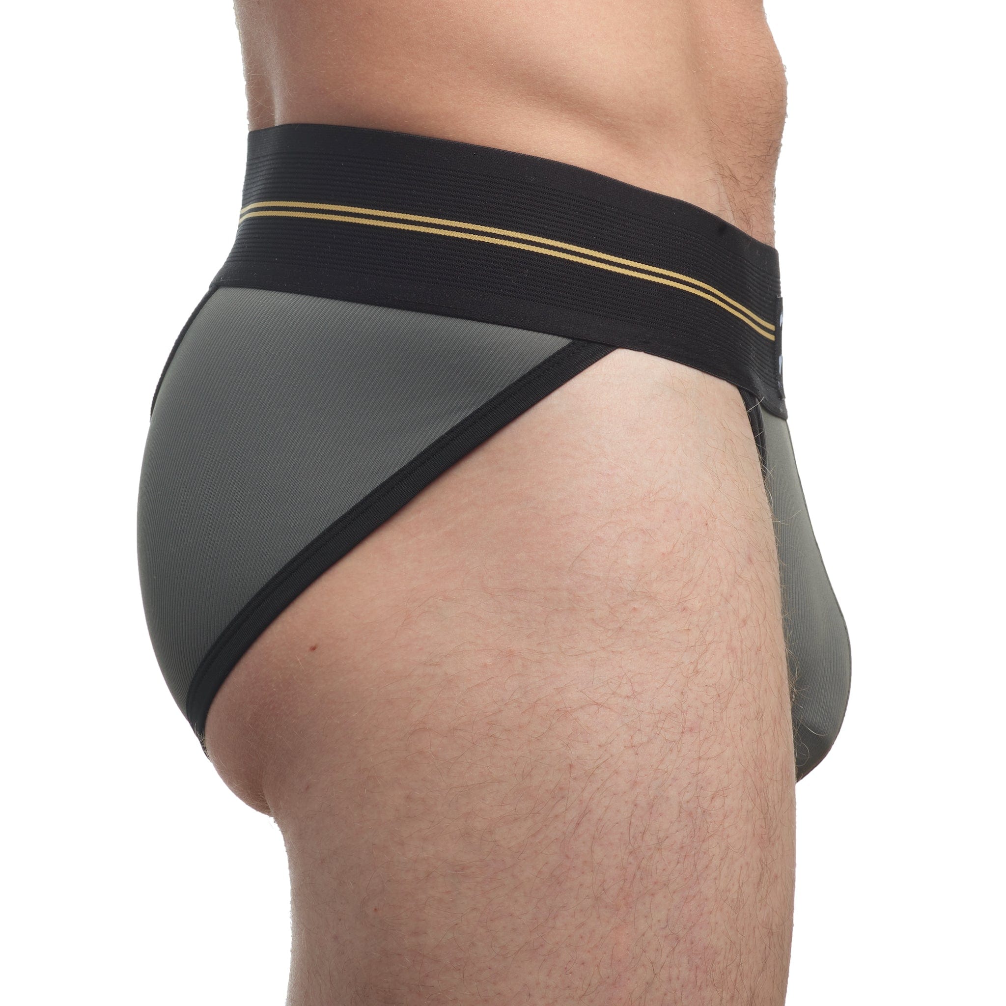 High-Performance Ribbed Sport Briefs for Men - Breathable & Comfortable Underwear for Gym, Running & Active Lifestyle - Grey