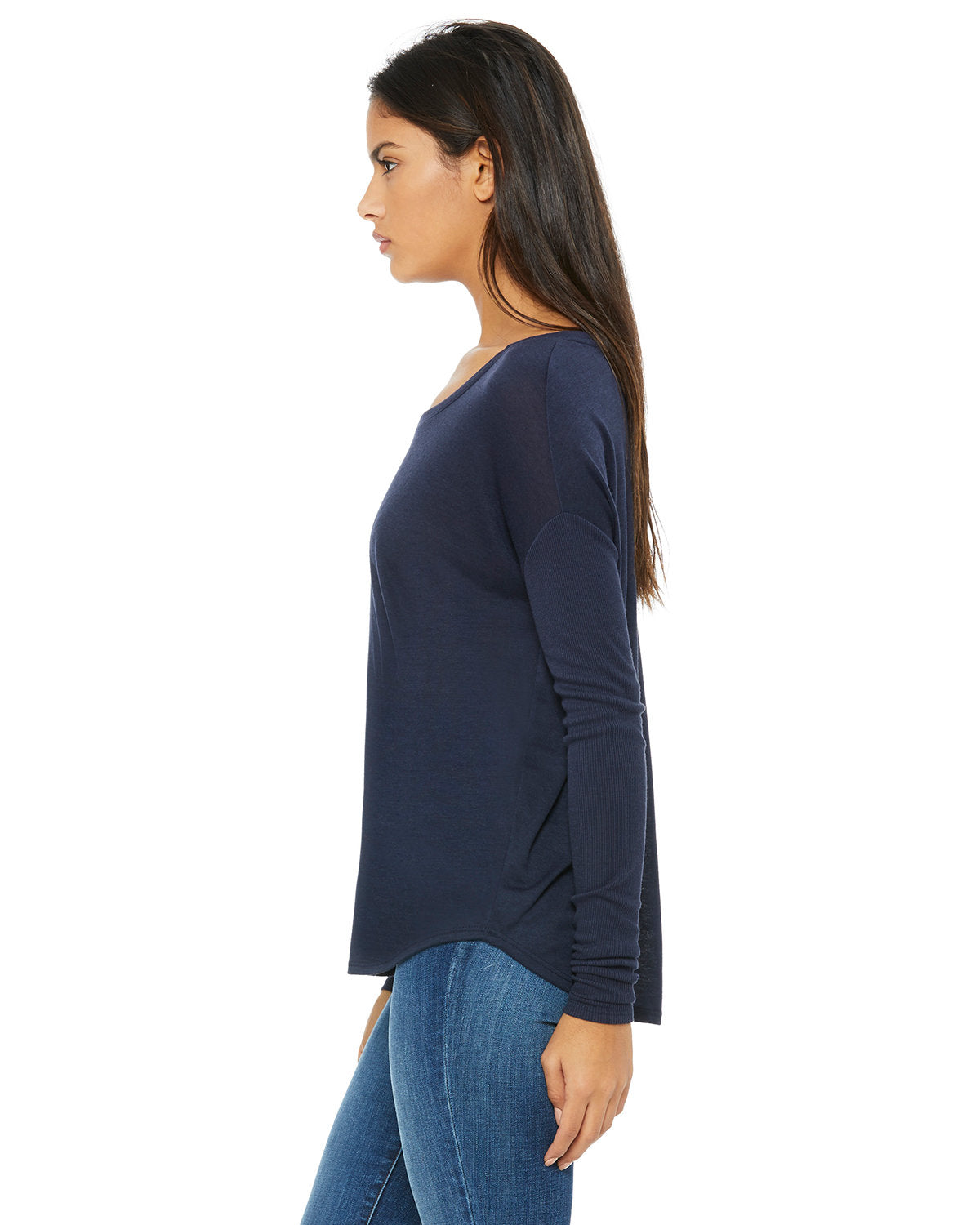Bella + Canvas 8852 Women's Flowy Long Sleeve T-Shirt | 2x1 Rib Sleeves | Soft & Comfortable Casual Wear for Everyday, Workout & Layering