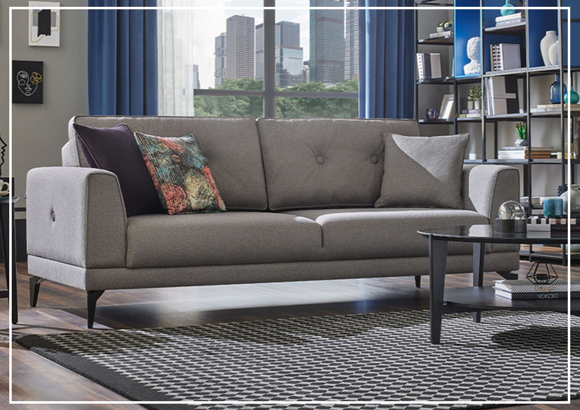 Enza Home Cordell 3-Seater Polyester Convertible Sofa Bed with Ergonomic Back Cushion - Comfortable Sleeper Sofa for Small Spaces, Living Room & Guest Room