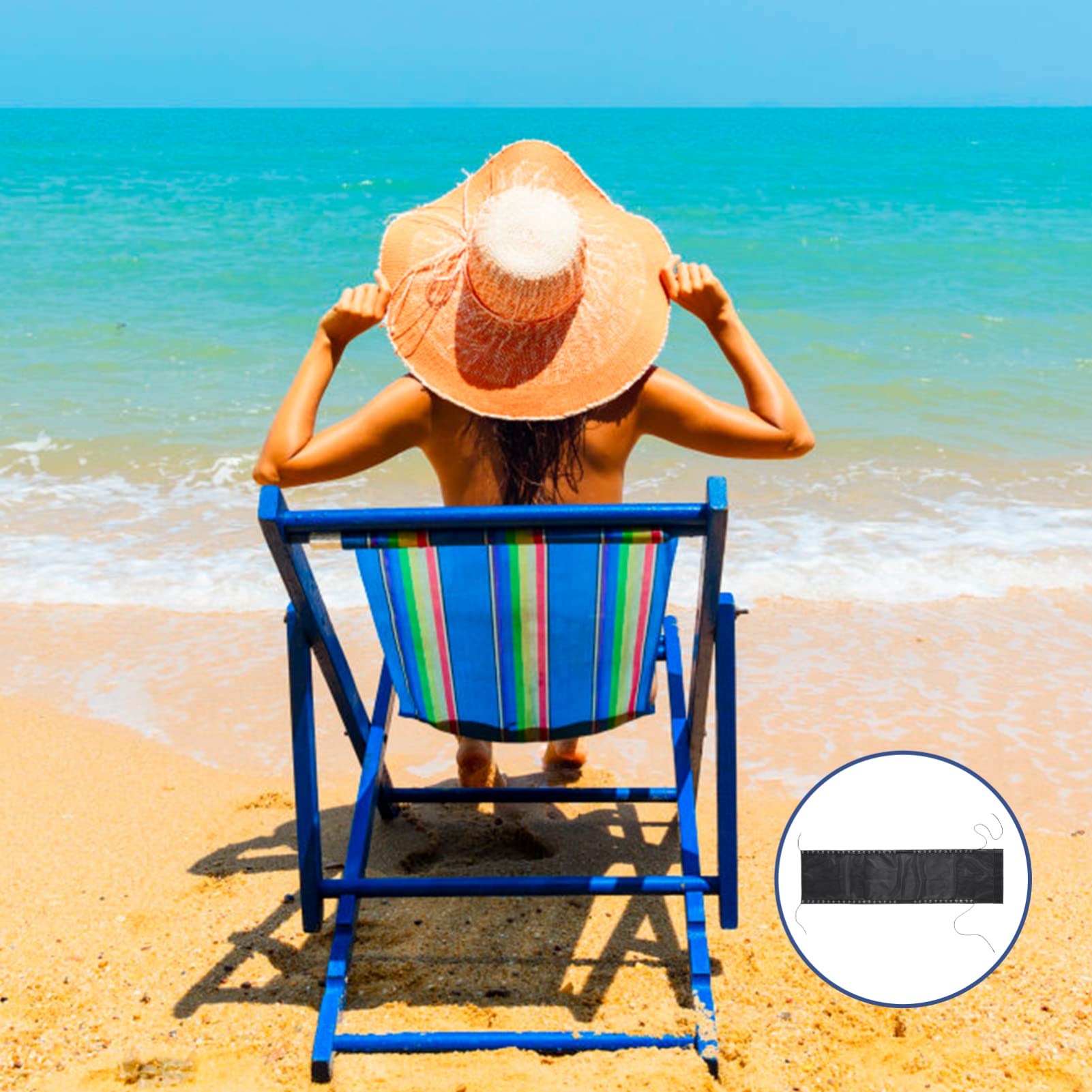 Cabilock Beach Chair Replacement Fabric - Heavy Duty Black Outdoor Chair Cover for Lounge, Recliner & Folding Chairs | Durable Outdoor Accessories for Patio, Poolside, Camping & Beach Relaxation