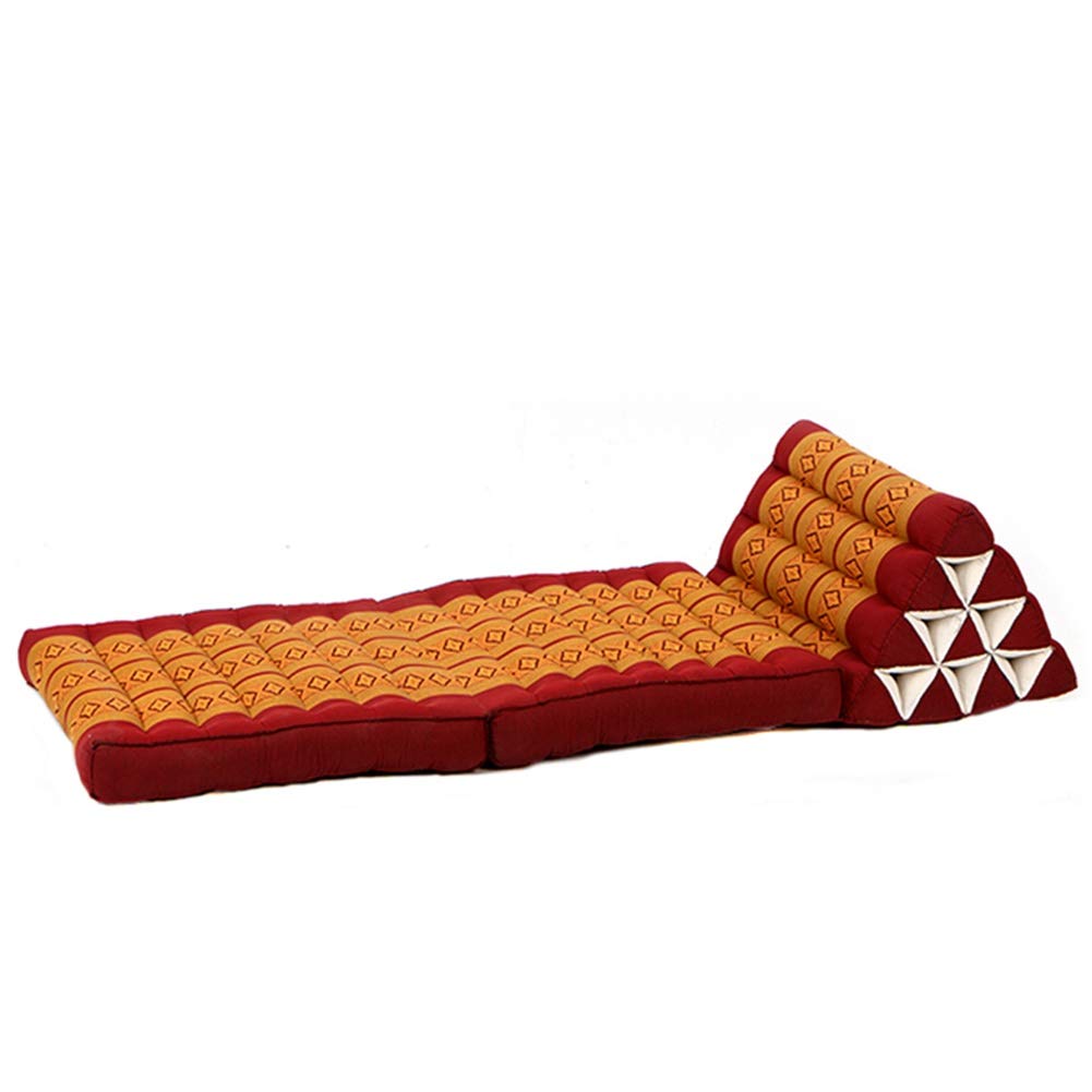 Premium 2-in-1 Foldable Thai Meditation Cushion Set - Floor Seat & Triangle Pillow for Yoga, Zen Meditation, Living Room Relaxation (Red, 52x43x43cm) - Perfect for Home Decor, Reading Nook & TV Watching Comfort
