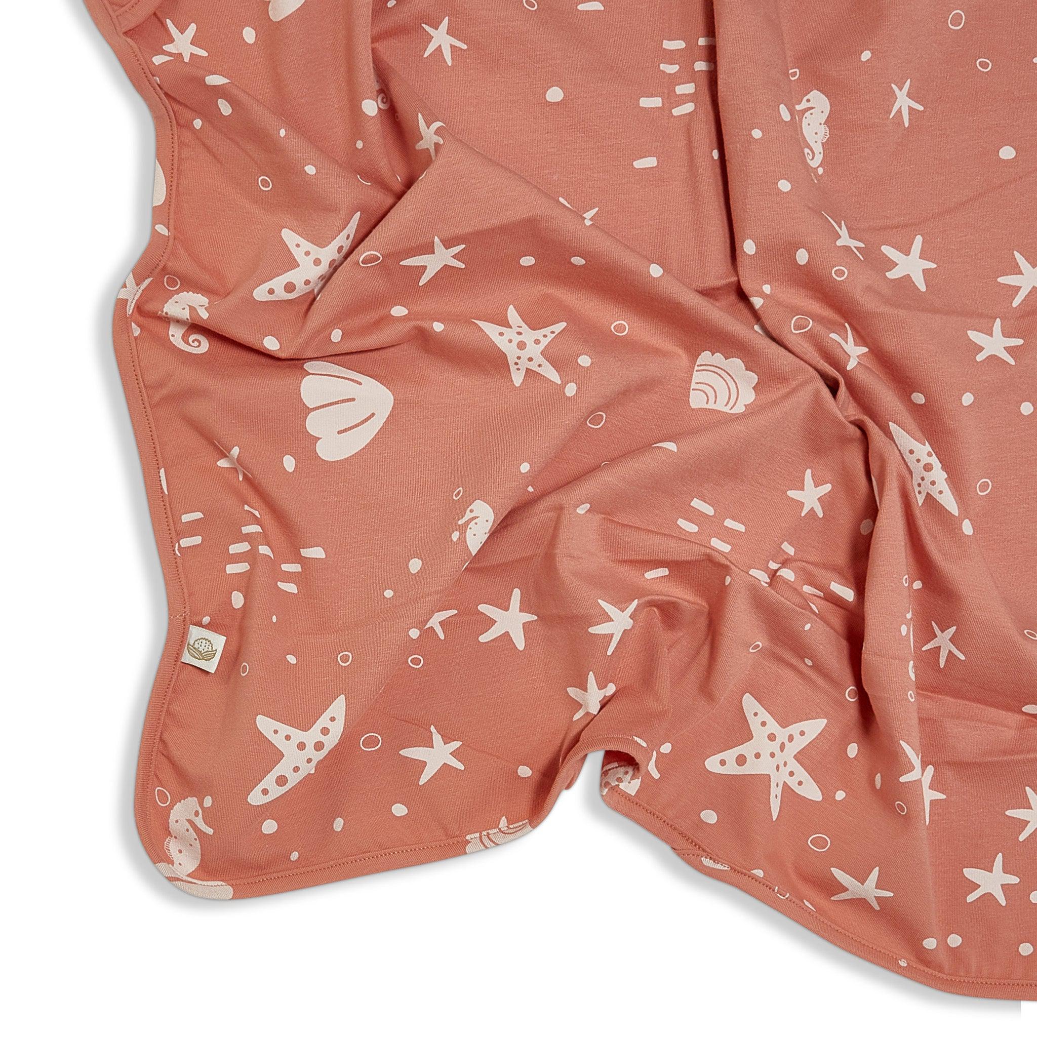 Organic Coral Rose Seashells Print Receiving Blanket - Soft Baby Swaddle Blanket for Newborns, Infants & Toddlers - Perfect for Nursery, Photo Shoots & Gift Giving