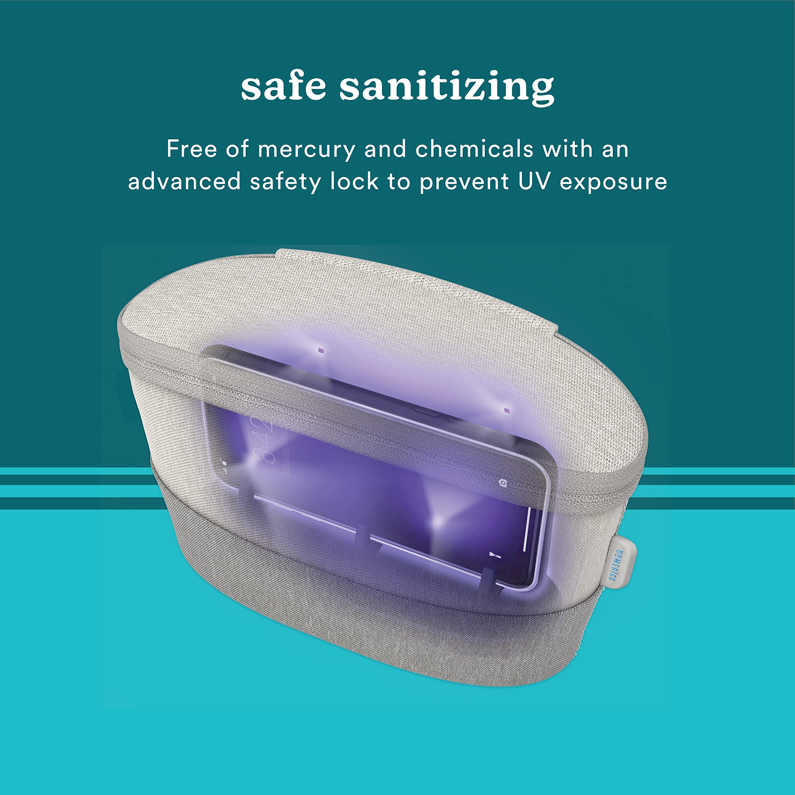 HoMedics UV-C Sanitizer Bag - Portable Disinfecting Device for Phones, Keys, Glasses, Watches & Water Bottles | Travel, Office & Home Use | Kills 99.9% Germs with UV-C Light Technology