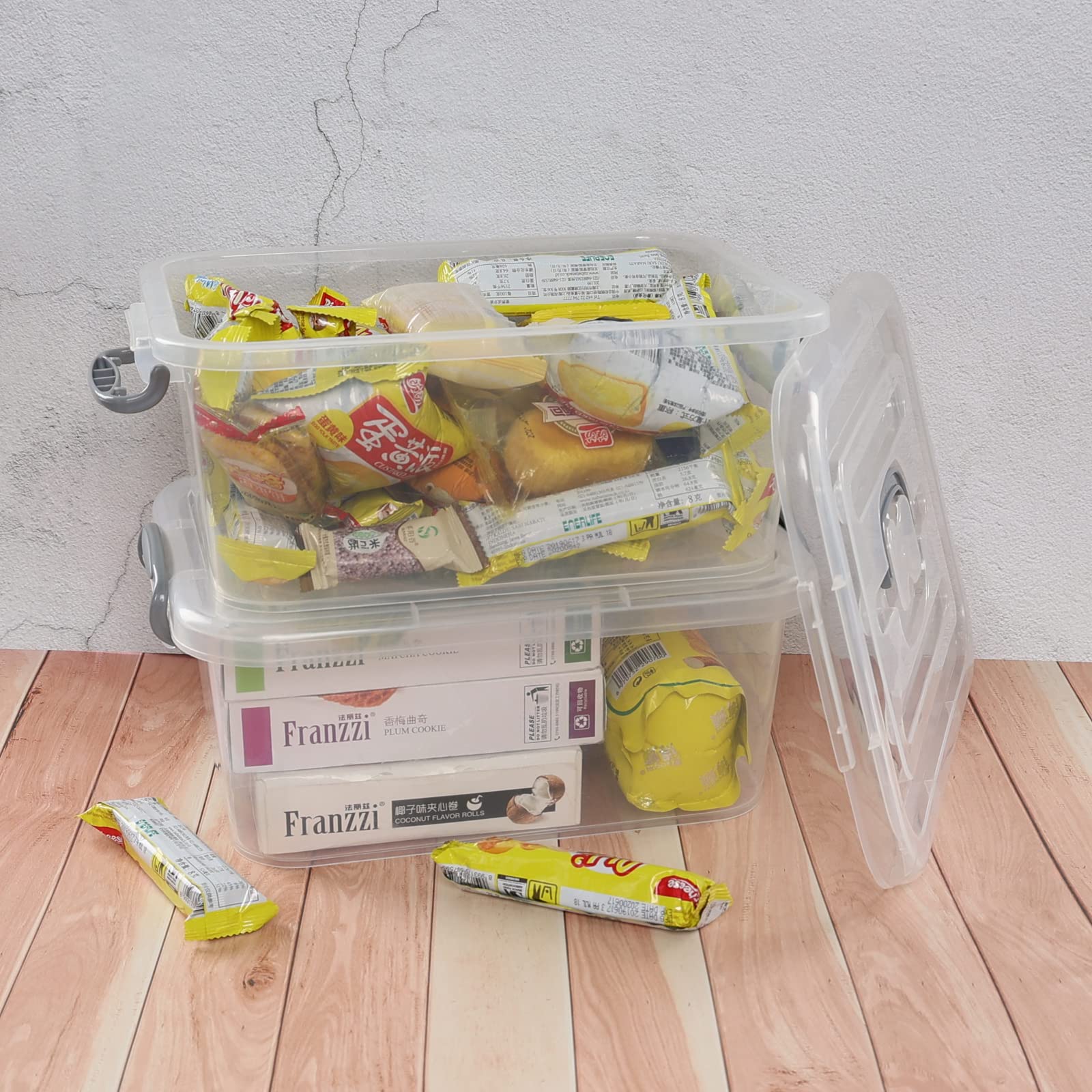 8L Clear Plastic Storage Box with Lid - 2-Pack Airtight Latch Containers for Kitchen Pantry, Office Organization & Home Decluttering