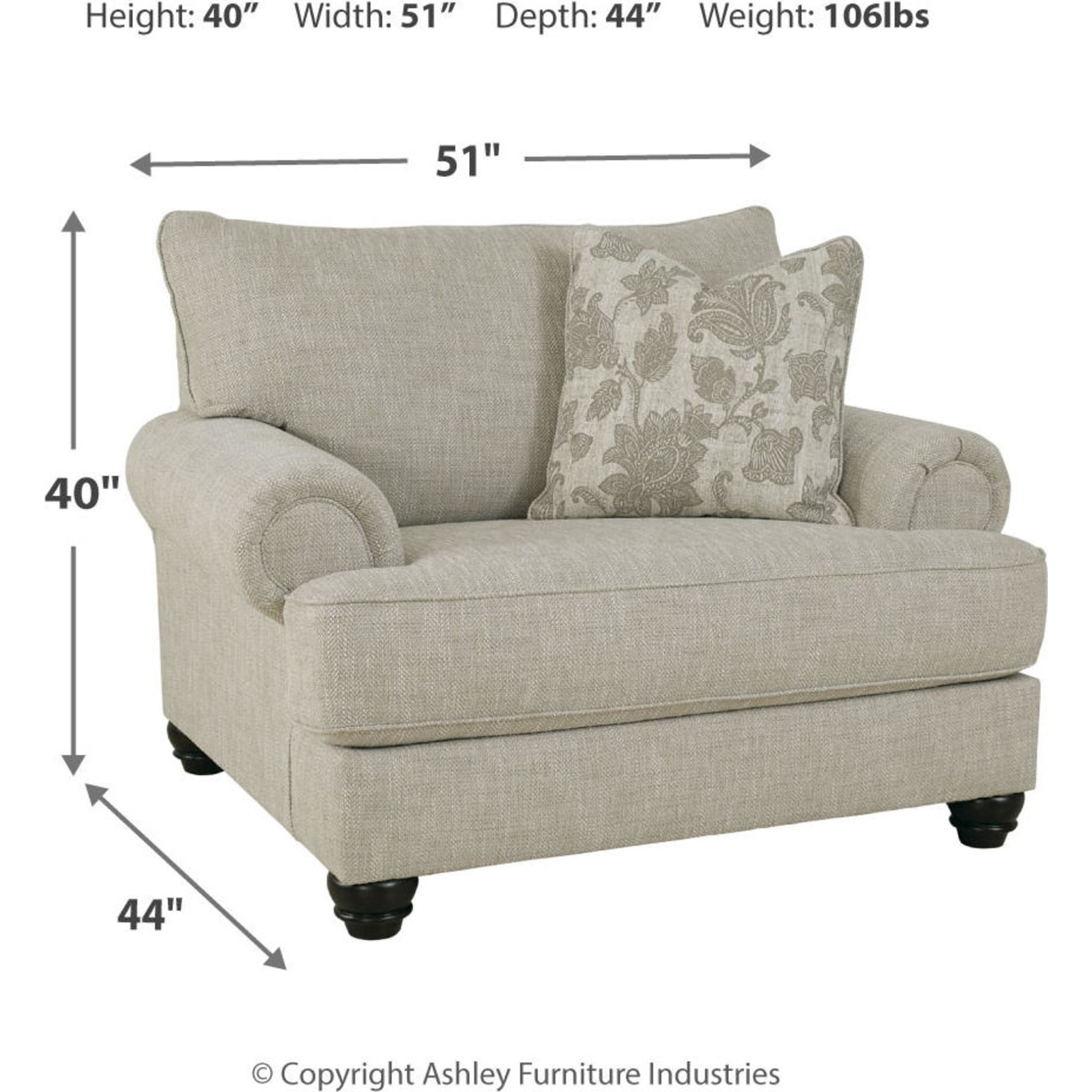 Asanti Oversized Chair and a Half in Soft Fog Gray - Plush Comfort for Living Rooms, Bedrooms & Reading Nooks
