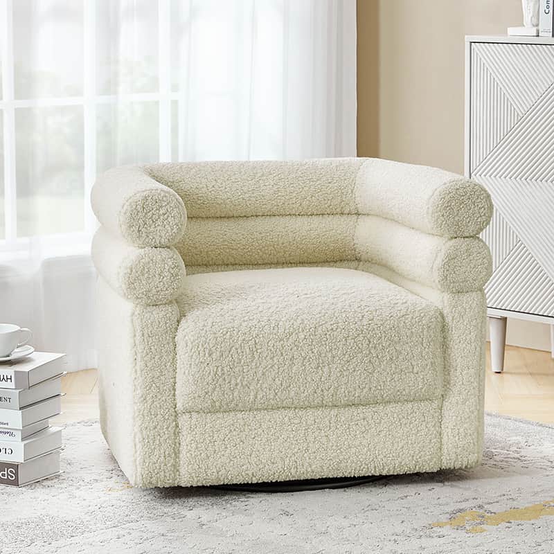 Benita 360 Degree Swivel Office Chair with Chenille Fabric & Plush Pillow - Ergonomic Desk Chair for Home Office, Gaming, and Study