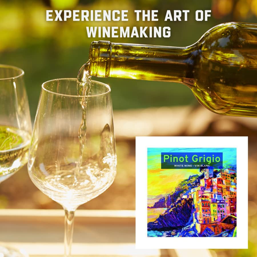 Fontana Italian Pinot Grigio Wine Making Kit - 6 Gallon DIY Home Brew Supplies (Makes 30 Bottles) - Perfect for Beginners & Wine Enthusiasts | Great for Parties, Gifts & Special Occasions