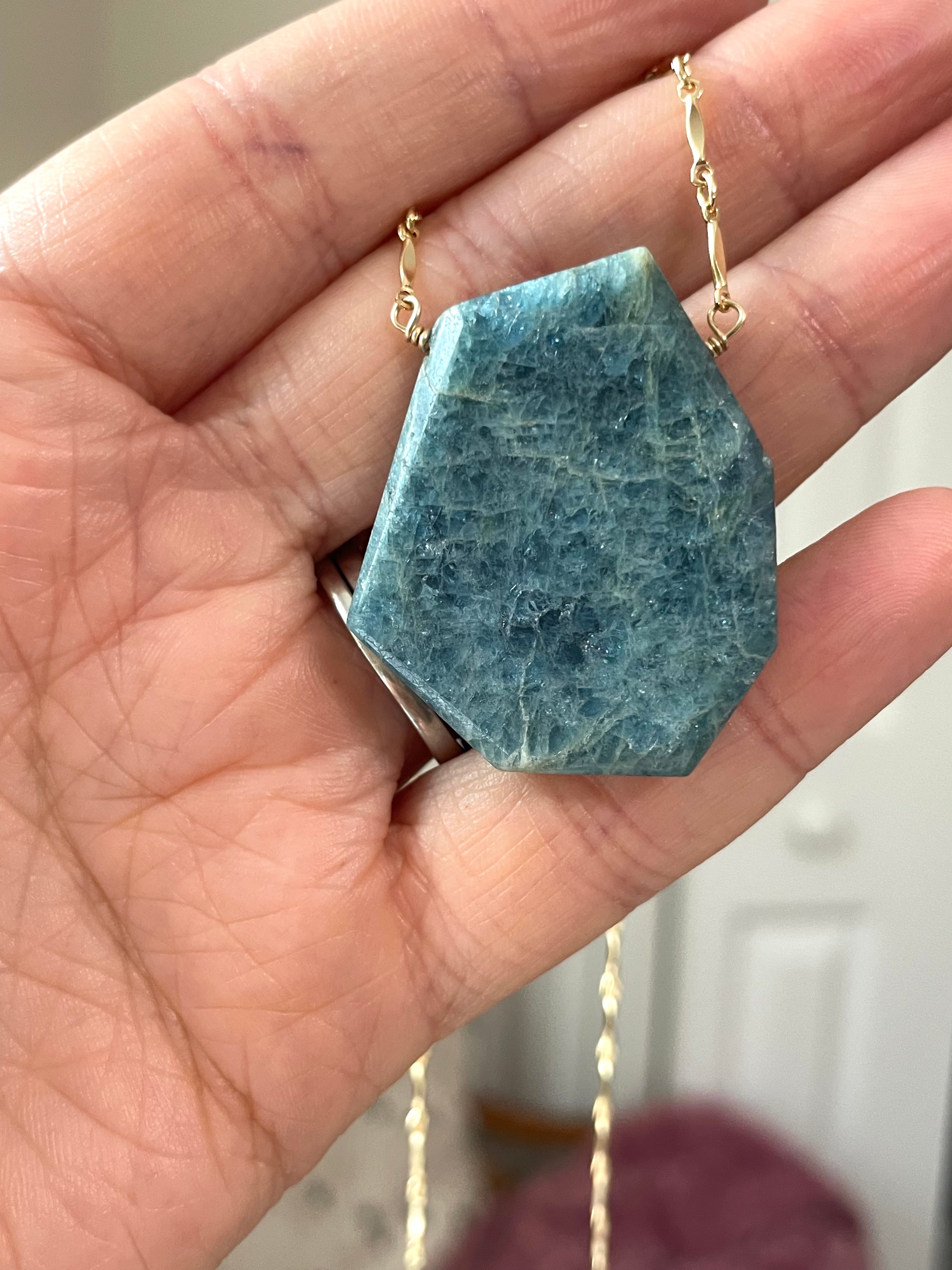Stunning Large Blue Aquamarine Statement Necklace - 14K Gold Filled Jewelry for Women - Perfect for Weddings, Parties & Special Occasions