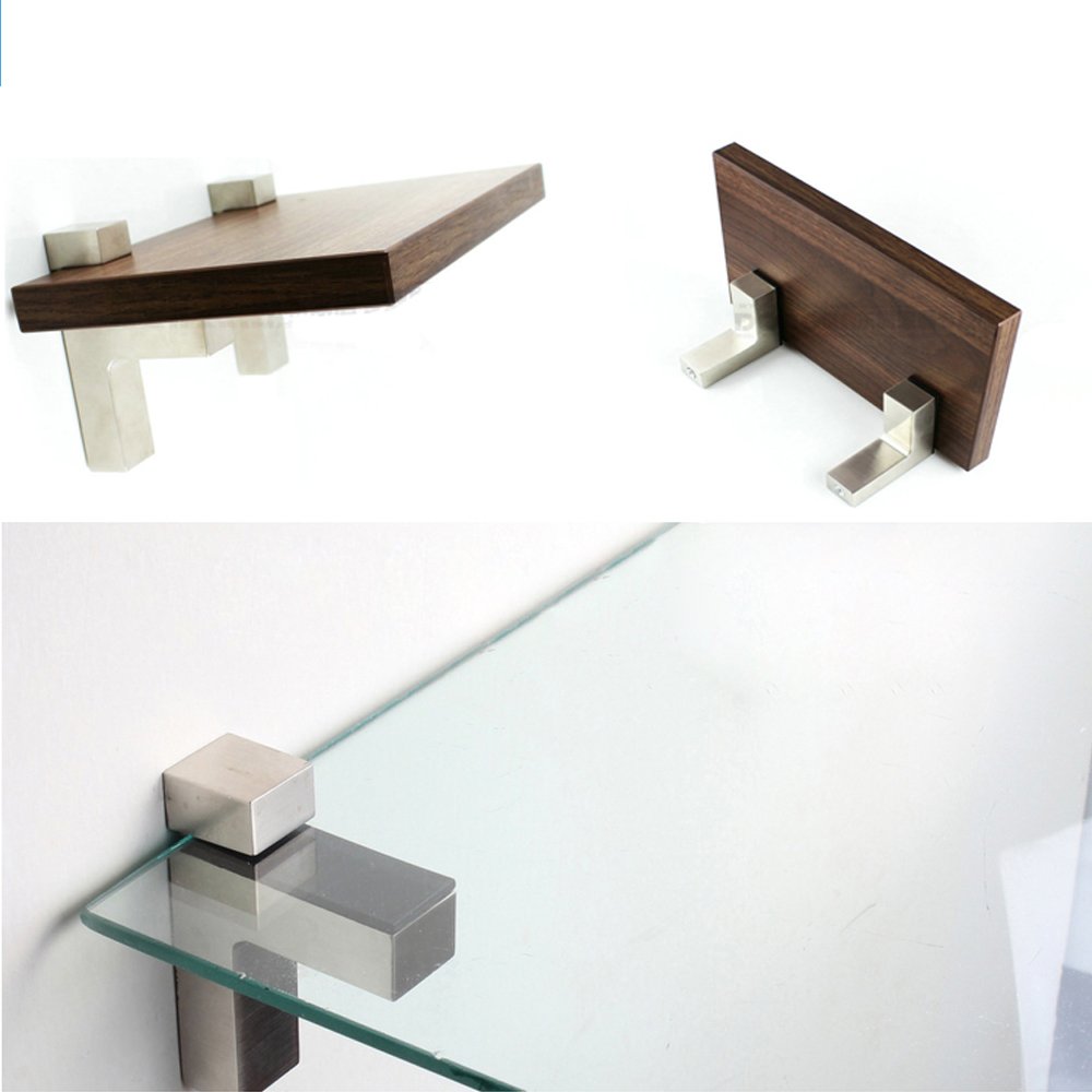 Staircase Glass Clamp Brackets - 2 Pack Brushed Nickel Stair Handrail Holders for Modern Glass Stairs - Perfect for Home, Office, and Commercial Staircase Installation