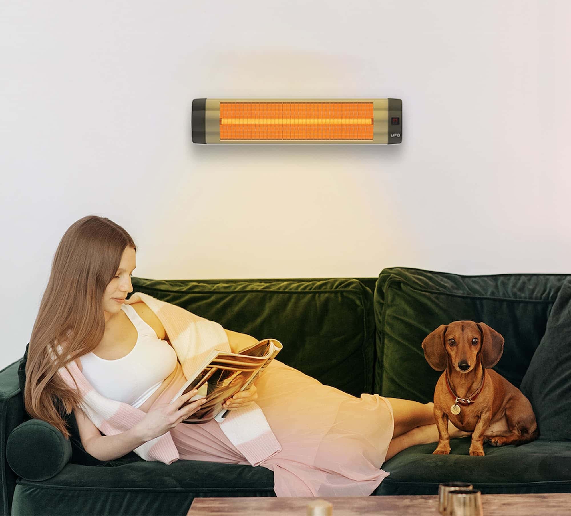 1500W Wall Mount Infrared Heater with Remote Control - UFO UK-15 | Energy Efficient Space Heater for Home, Office & Garage | Fast Heating & Quiet Operation