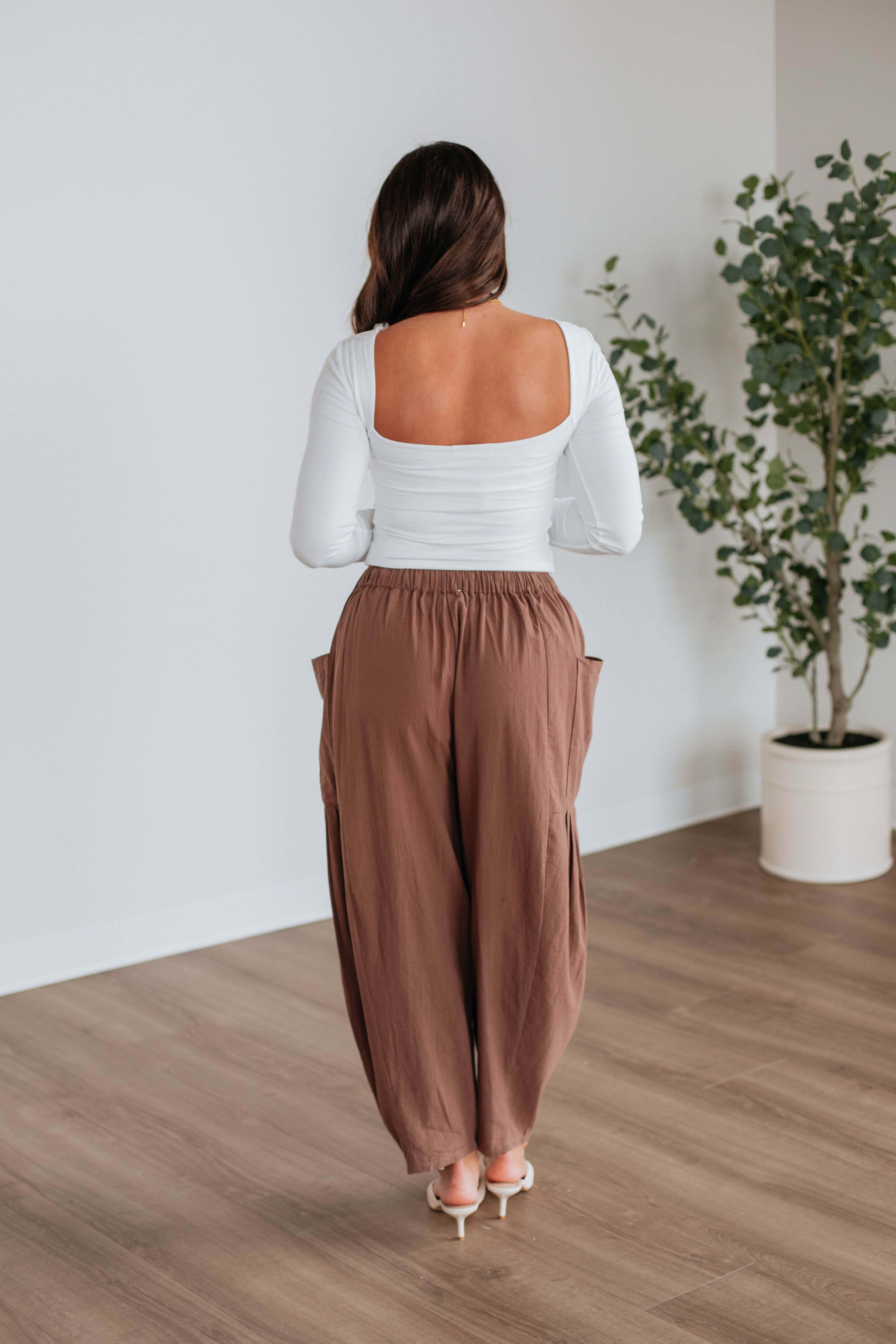Adeera Women's High Waisted Mocha Pants - Comfortable Stretchy Trousers for Work, Travel & Casual Wear
