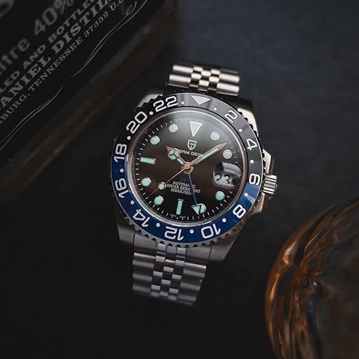 BENYAR Pagani Design Men's Automatic GMT Watch - Sapphire Crystal, Stainless Steel, 100M Waterproof Business Chronograph Wristwatch PD-1662 - Perfect for Office, Travel & Formal Occasions