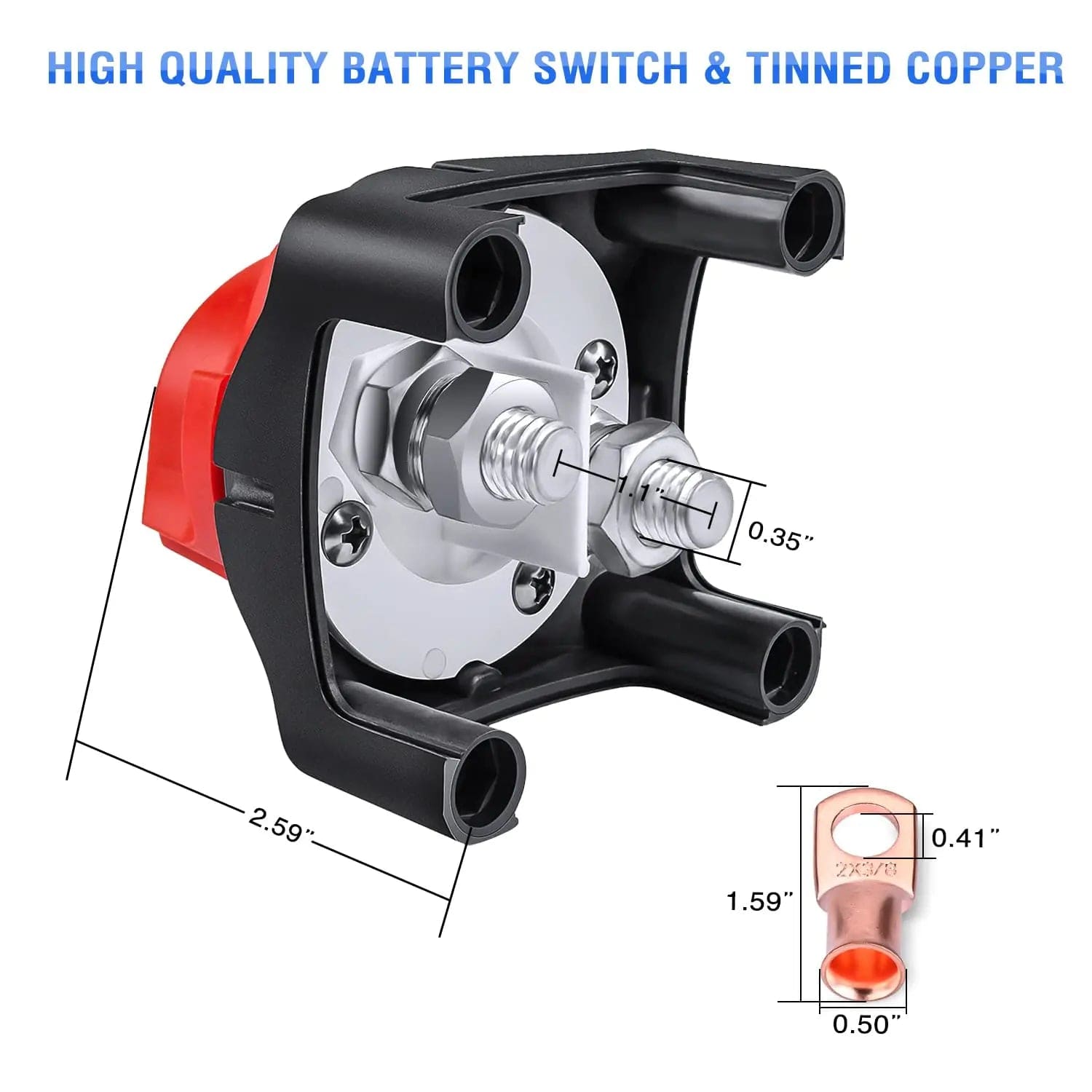 2Pcs 12V 48V DC Battery Disconnect Switch - Heavy Duty On/Off Power Cutoff for RV, Boat, Car, Solar System & Off-Grid Applications