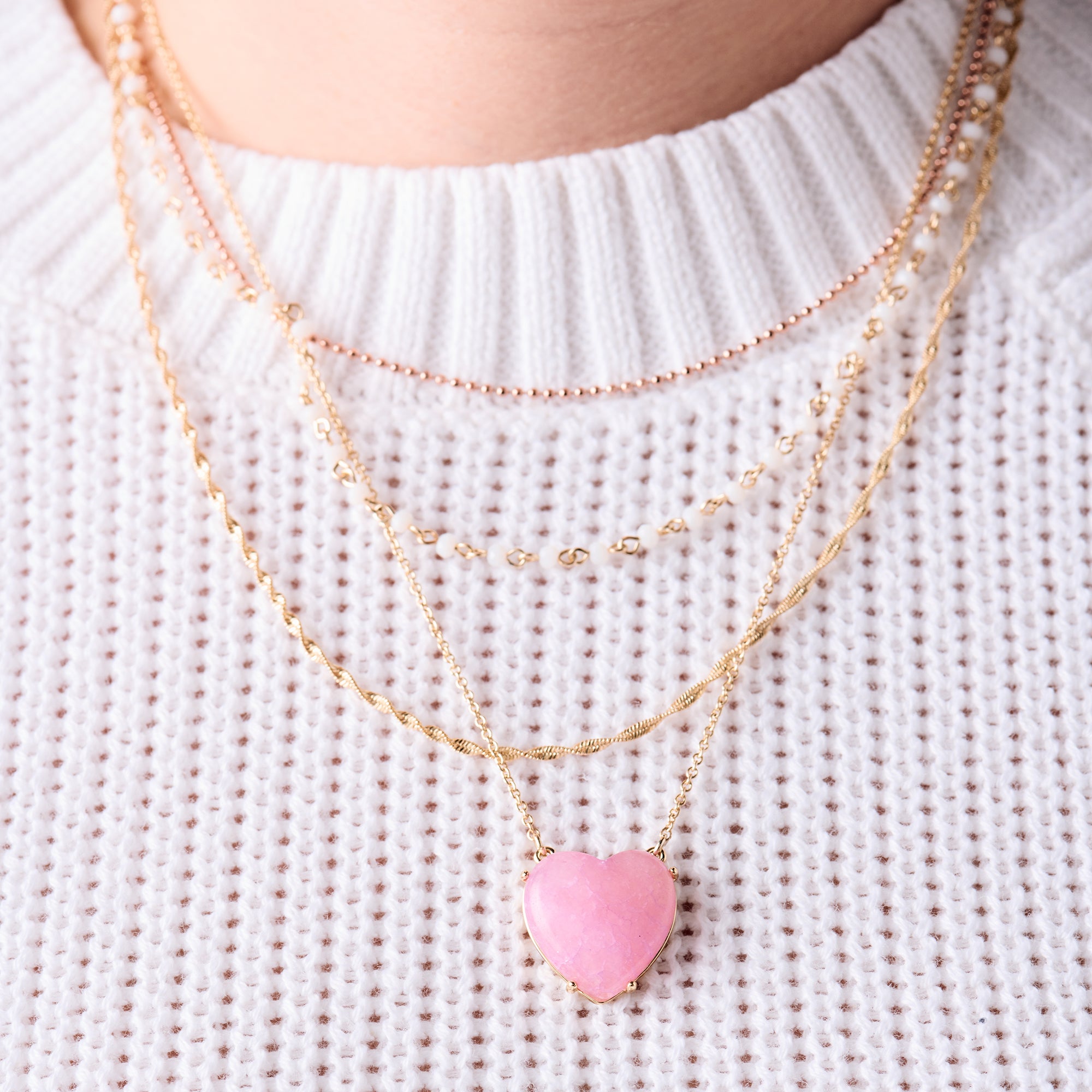 Natural Pink Agate Heart Necklace for Women - Elegant Gemstone Jewelry Gift for Valentine's Day, Anniversary & Special Occasions