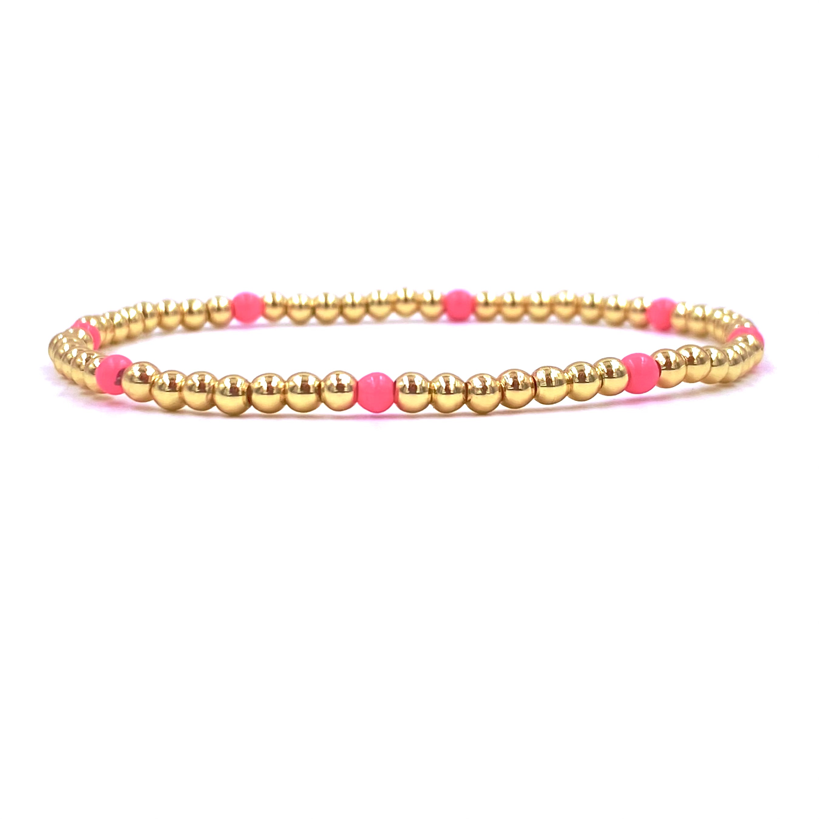 Ashley Gold Stainless Steel 8mm Beaded Stretch Bracelet - Gold Plated Enamel Ball Jewelry for Women, Fashion Accessories for Casual Wear & Party Outfits