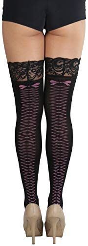 Faux Lace Up - Black and Pink