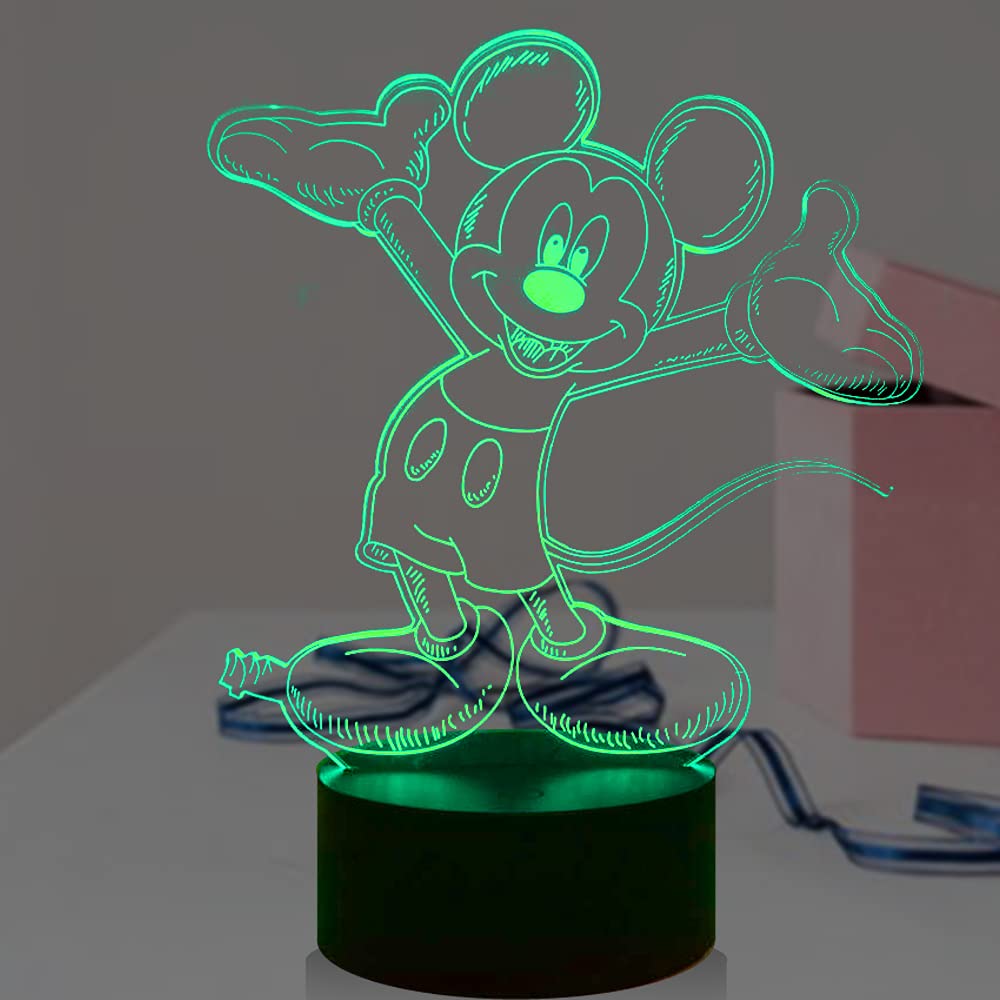 Mickey Minnie Mouse 3D LED Night Light - 16 Color Changing Auto-Flash USB Desk Lamp with Touch/Remote Control - Kids Room Decor for Boys Girls Teens - Perfect for Bedroom, Nursery, Party & Christmas Gifts