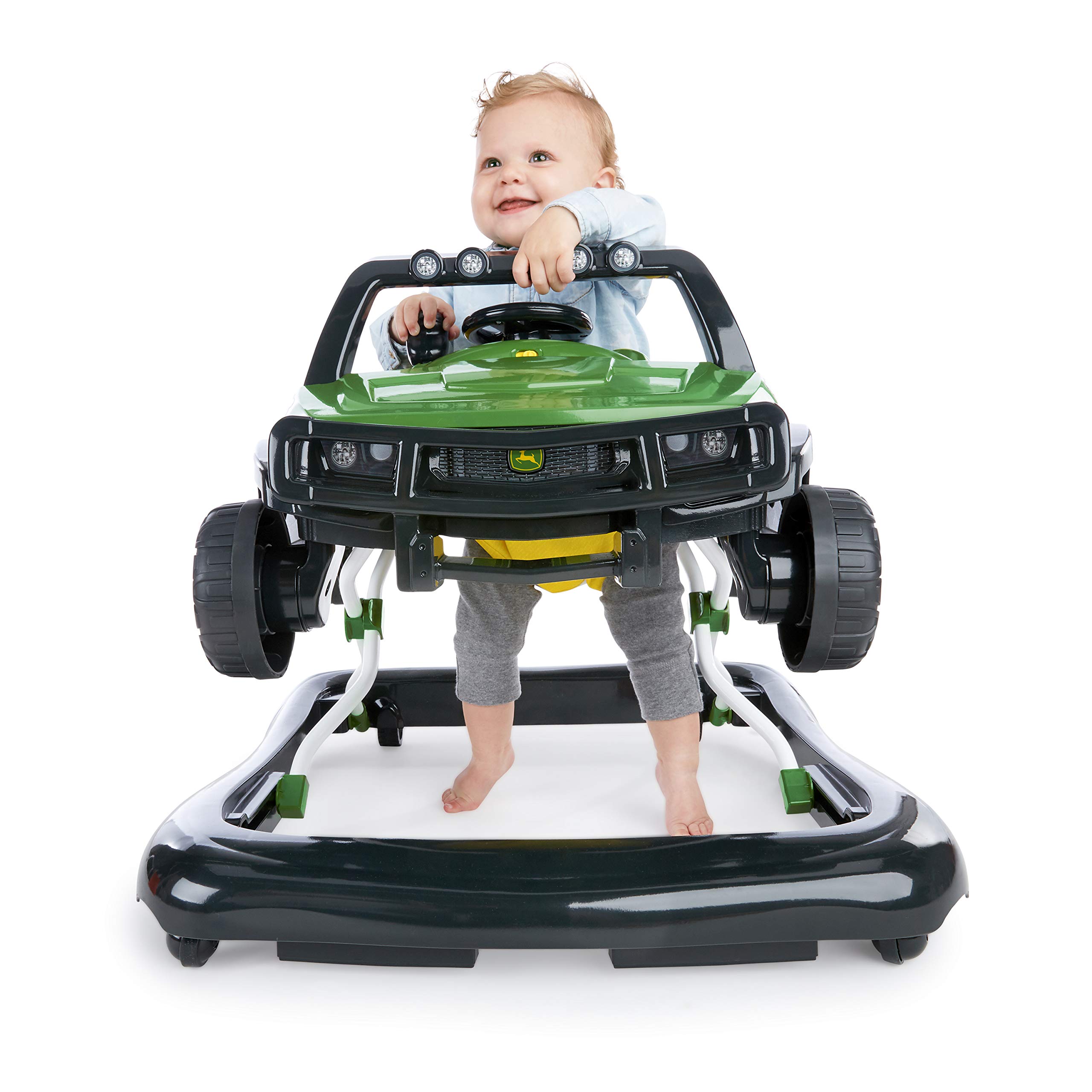 Bright Starts John Deere 4-in-1 Gator Green Baby Activity Center & Push Walker with Removable Interactive Steering Wheel Toy - Developmental Learning Toy for Infants 6 Months and Up - Perfect for Playtime, Early Walking Practice & Motor Skills Development
