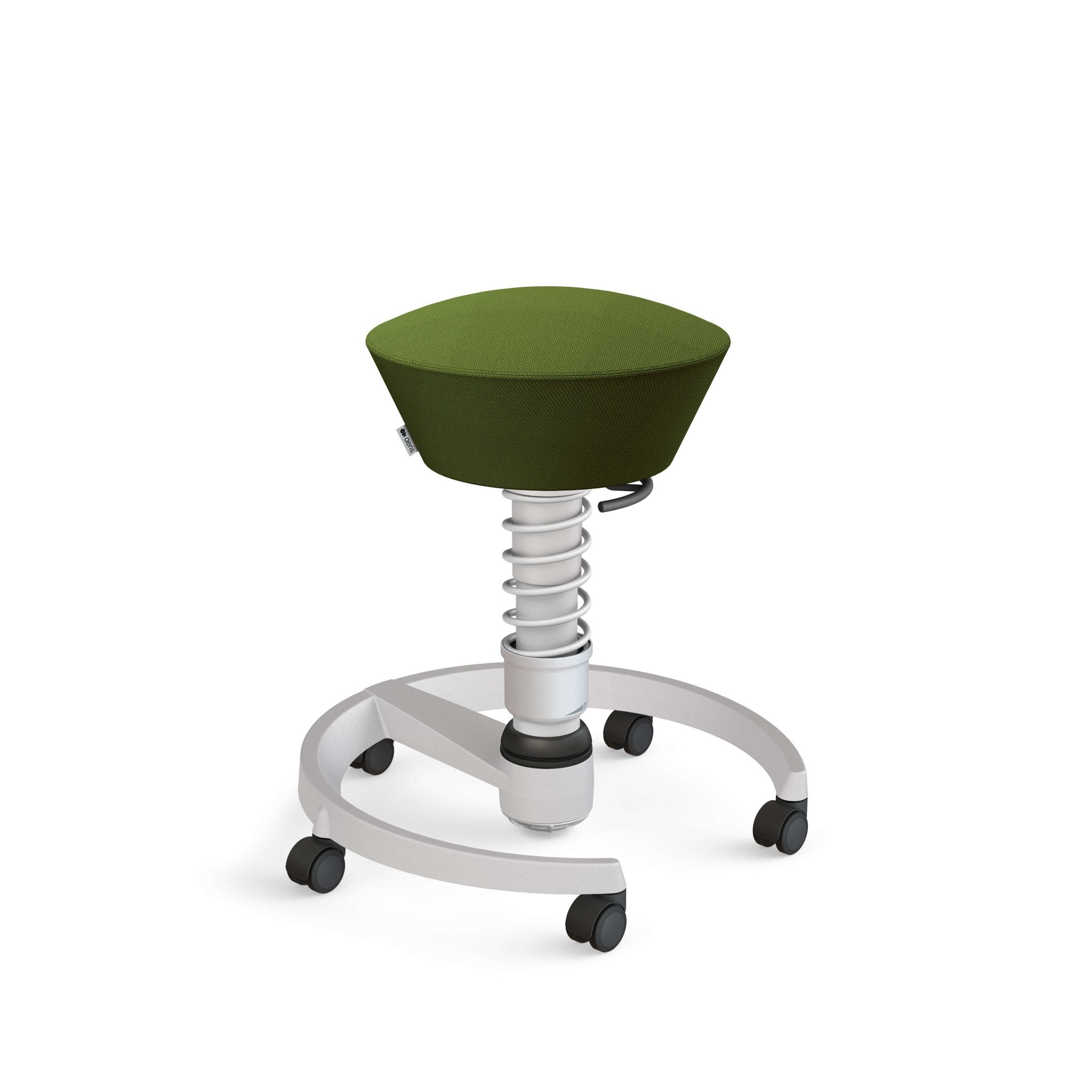 Aeris Swopper Active Sitting Stool with Casters - Light Grey Metallic Finish for Office, Home & Ergonomic Workspace