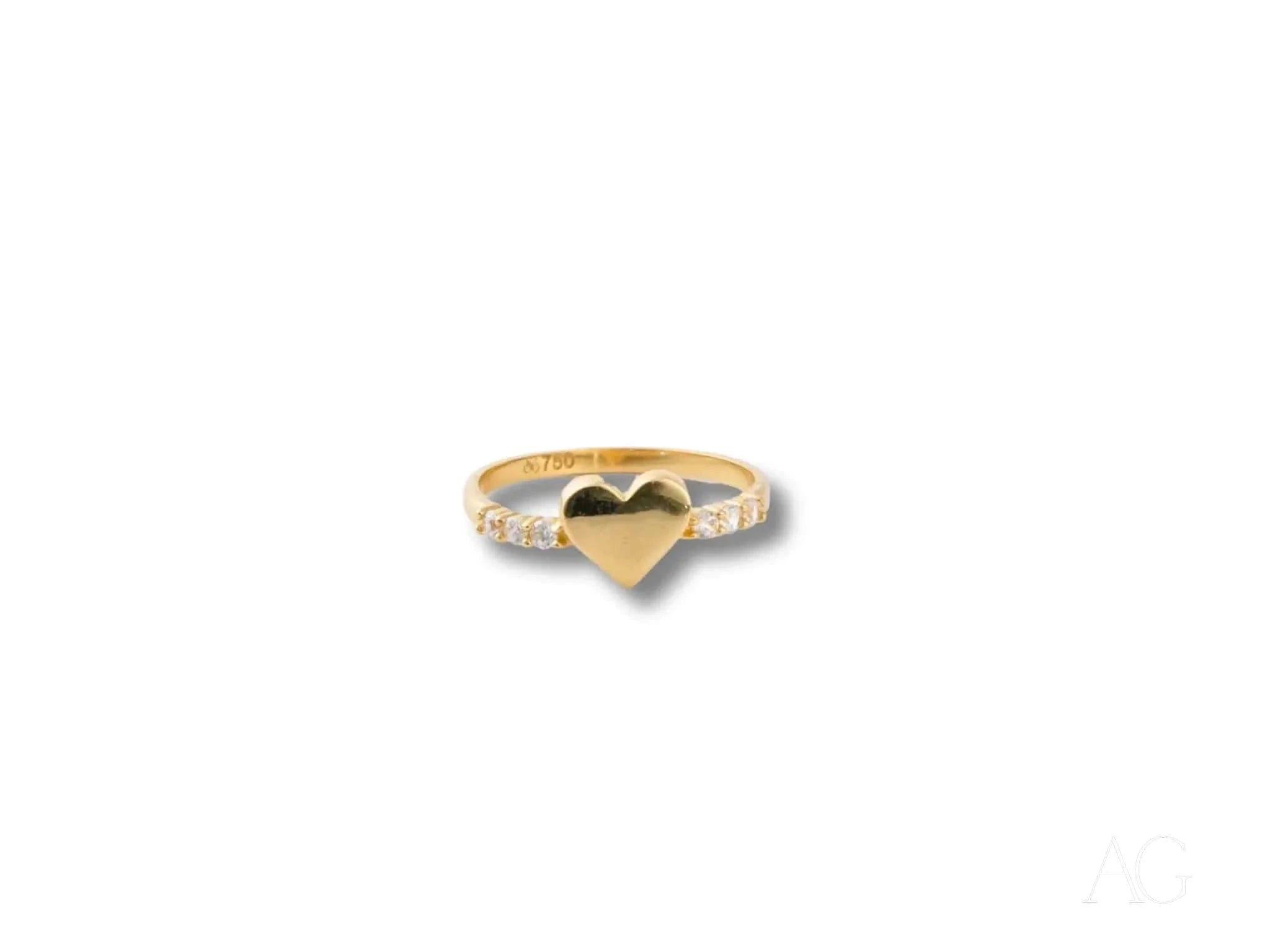 18k Yellow Gold Heart Ring for Women - Elegant Valentine's Day Gift, Anniversary Jewelry, Romantic Proposal Ring for Her - Perfect for Weddings, Date Nights & Special Occasions