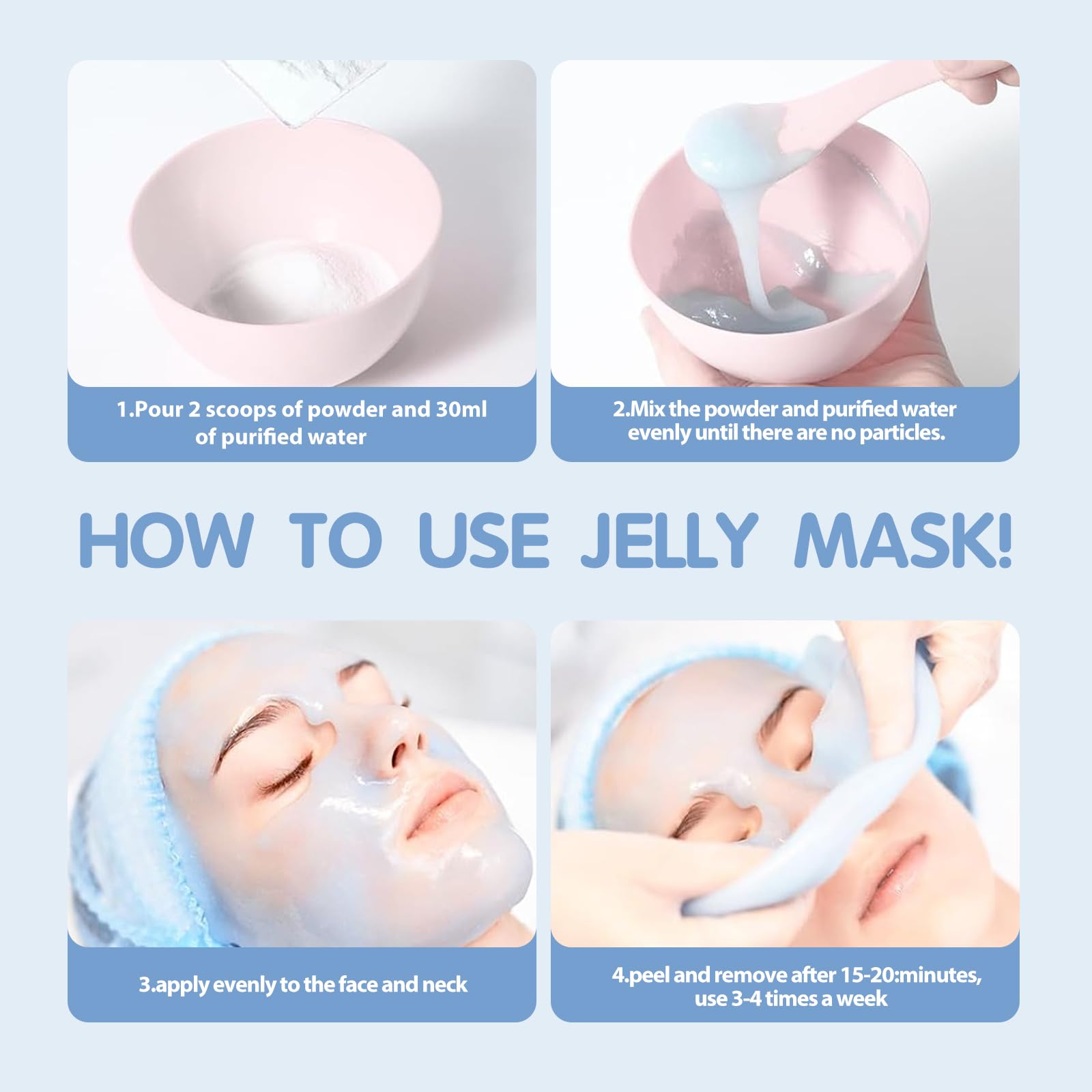 Professional Jelly Face Mask Set - Hydrating & Moisturizing Gel Mask for Wrinkles & Acne, 23 Fl Oz Jar, Natural Skincare Facial Treatment (5-Piece Set) - Perfect for Spa Nights, Self-Care Routines & Glowing Skin