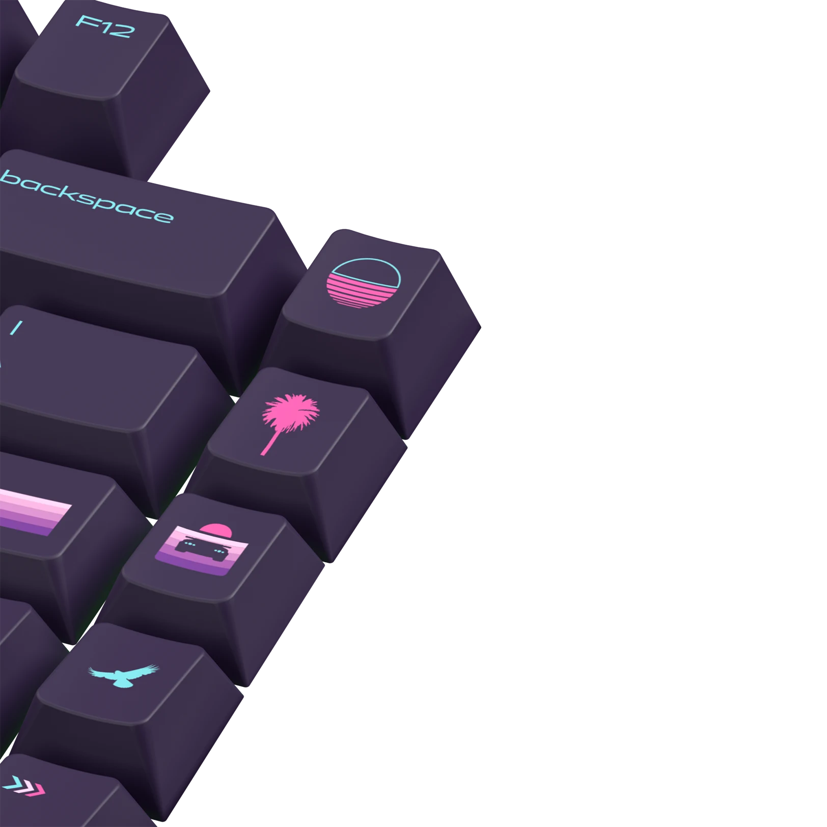 Limited Edition Synth Sunset Keycaps - Custom Mechanical Keyboard Keycaps for Gaming & Typing - Perfect for PC, Mac, and Laptop Keyboards