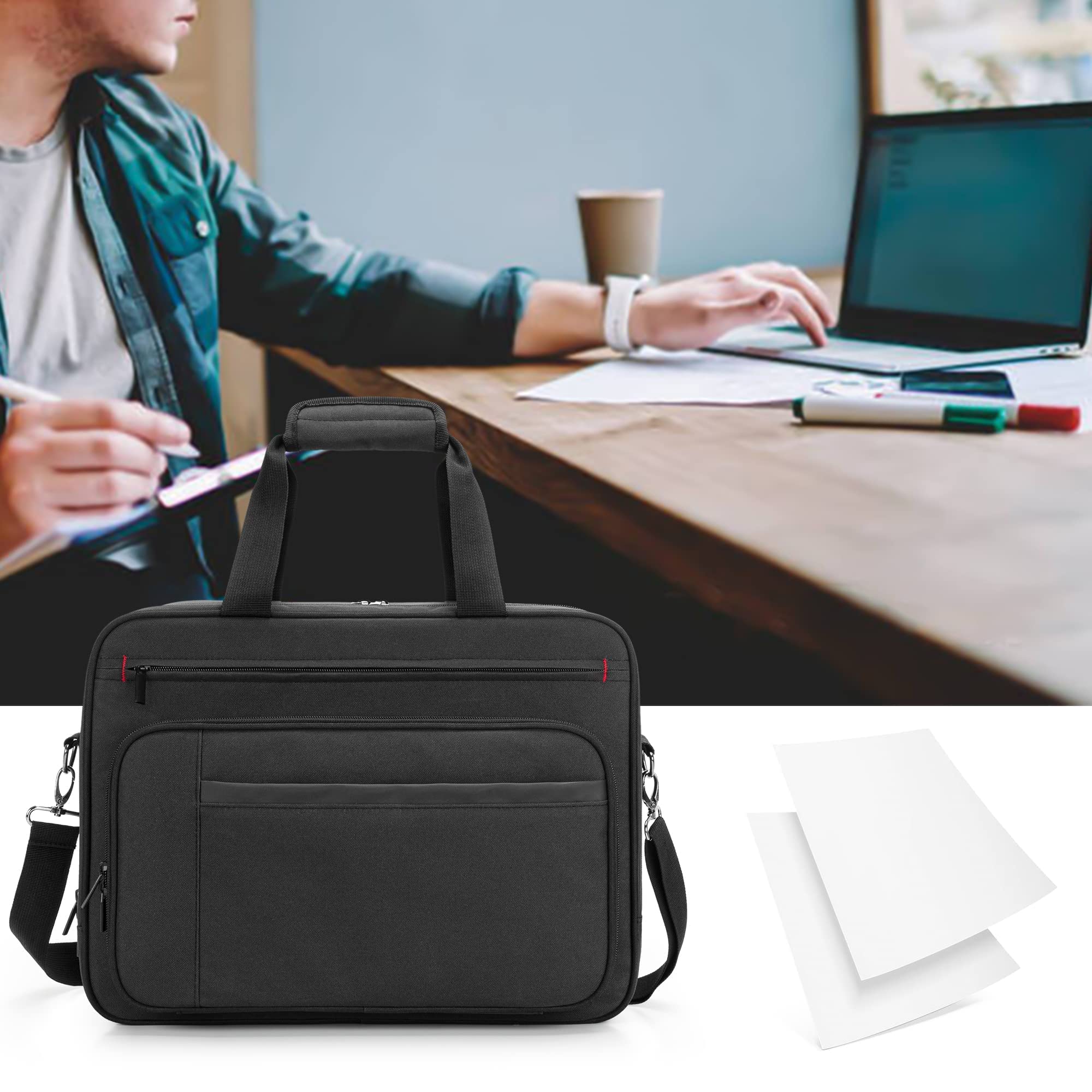 Double-Layer Portable Mobile Printer Storage Bag Compatible with HP Tango/Tango X & Officejet 250/200 - 15.6