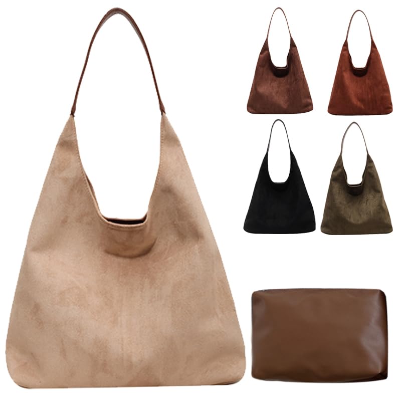 2024 New Brown Suede Tote Bag for Women - Soft Genuine Leather Purse & Handbag - Perfect for Work, Travel & Everyday Use