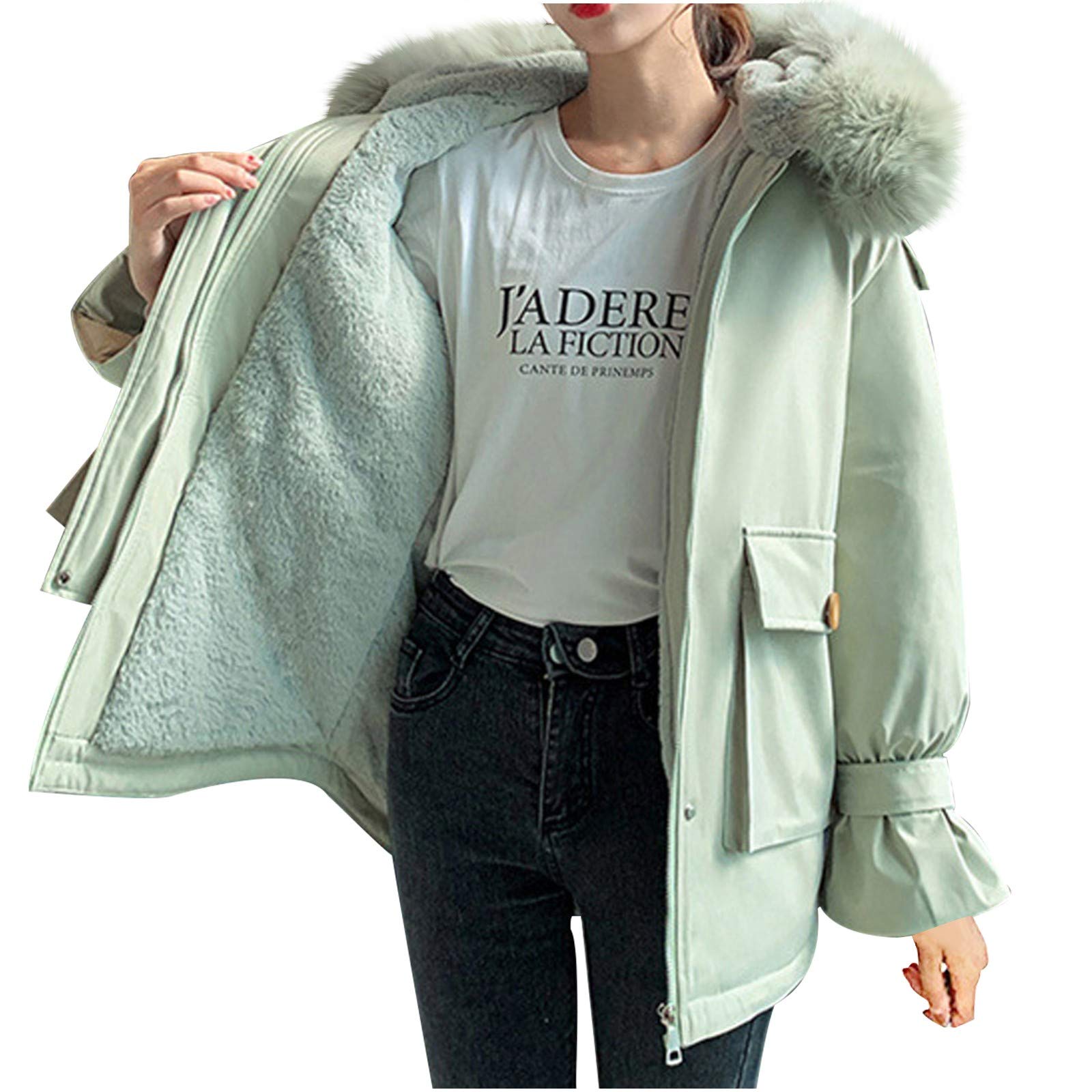 Miximx Women's Winter Shacket Jacket - Button Down Long Sleeve Peacoat Coat for Women | Warm & Cozy Outerwear for Work, Dating & Casual Outfits